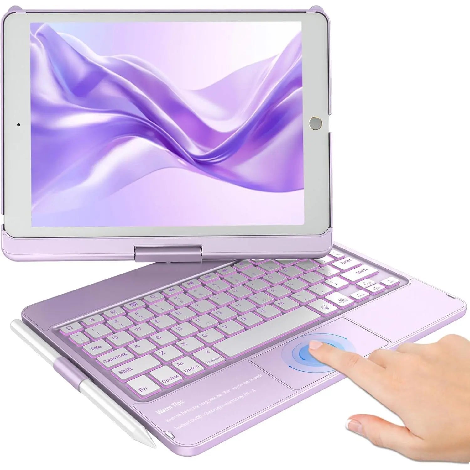 Touchpad Keyboard Case for Ipad 9Th/8Th/7Th 10.2 Inch, Backlit Trackpad Keyboard, 360?Rotatable Case with Keyboard for Ipad 9Th/8Th/7Th Gen, with Pencil Holder (Rose )