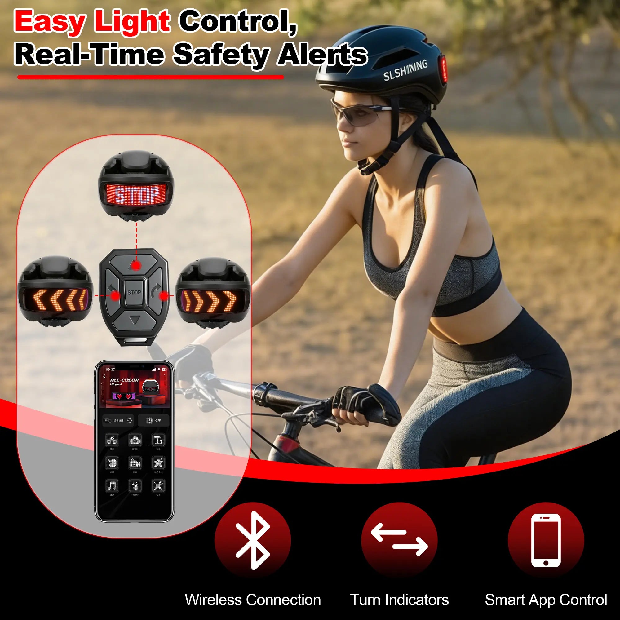 Protective Gear Holiday Gift LED Screen Bike Helmet with Bluetooth App Control, DIY Custom Display, Smart Turn Signal Light, CPSC Certified Bell Helmets for E-Bike Dirtbike & E-Scooter Skateboard and Skating Bicycle Helmets for Adult Teens