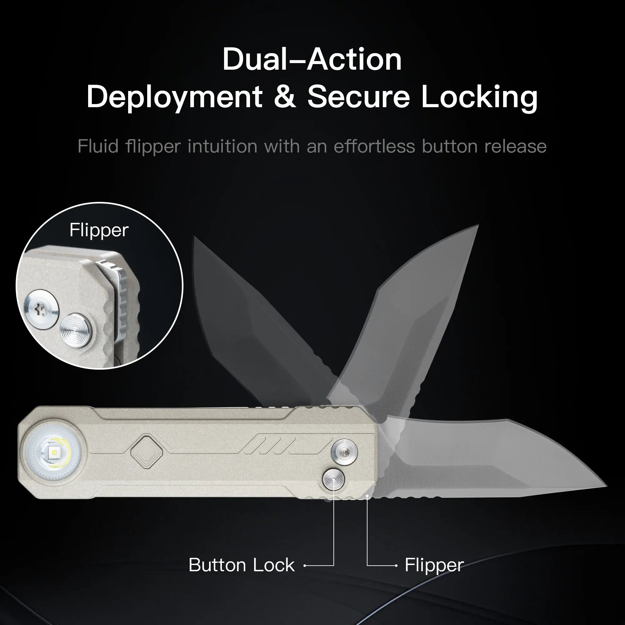 OKNIFE LK 2-In-1 EDC Knives & Gear - M390 Blade, USB-C Rechargeable Flashlight, Compact Utility Tool for Home, Camping, Everyday Carry