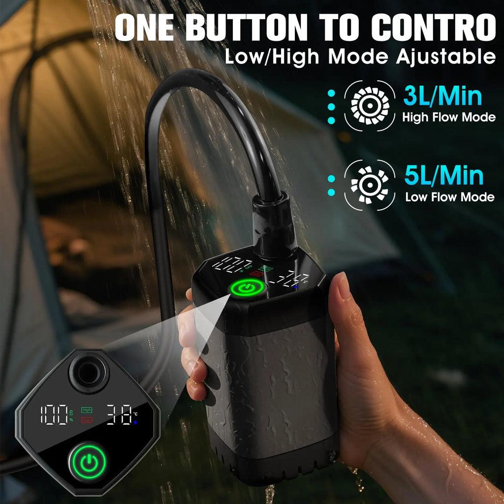 Starocean Portable Shower with Heater,Portable Shower for Camping with 2000W Auto-Off Heater,4 Spray Modes,Lasting 140 Mins,Led Display,Portable Shower Pump,Outdoor Shower for Camping,Hiking,Travel,Car,Pet