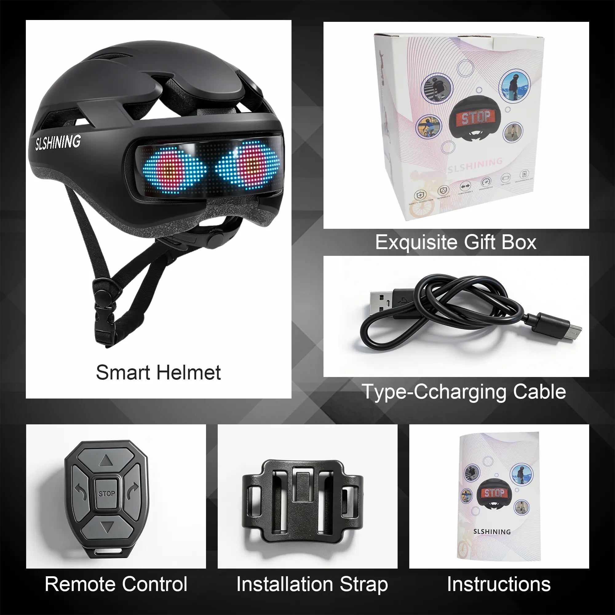 Protective Gear Holiday Gift LED Screen Bike Helmet with Bluetooth App Control, DIY Custom Display, Smart Turn Signal Light, CPSC Certified Bell Helmets for E-Bike Dirtbike & E-Scooter Skateboard and Skating Bicycle Helmets for Adult Teens