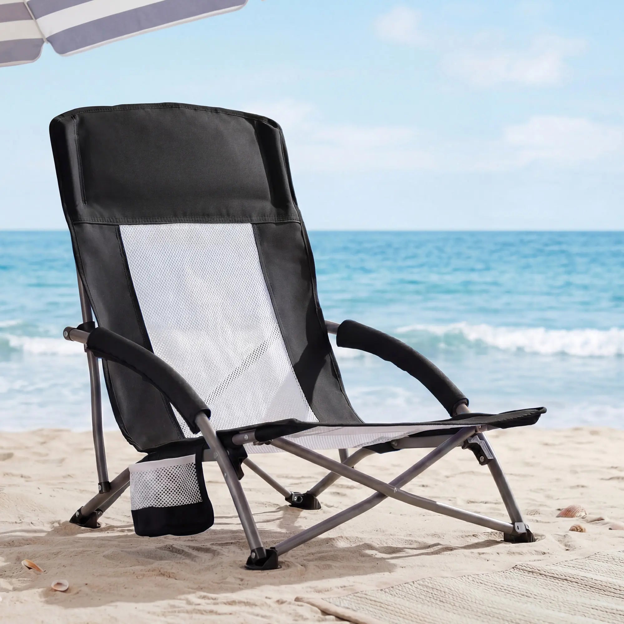 【Deals for You】Dumos Portable Folding Camping Chair, 250 LBS Weight Capacity, Mesh Breathable Back, Storage Pocket, Included Carrying Bag, for Hiking, Picnics, Camping Chairs,Summerwins