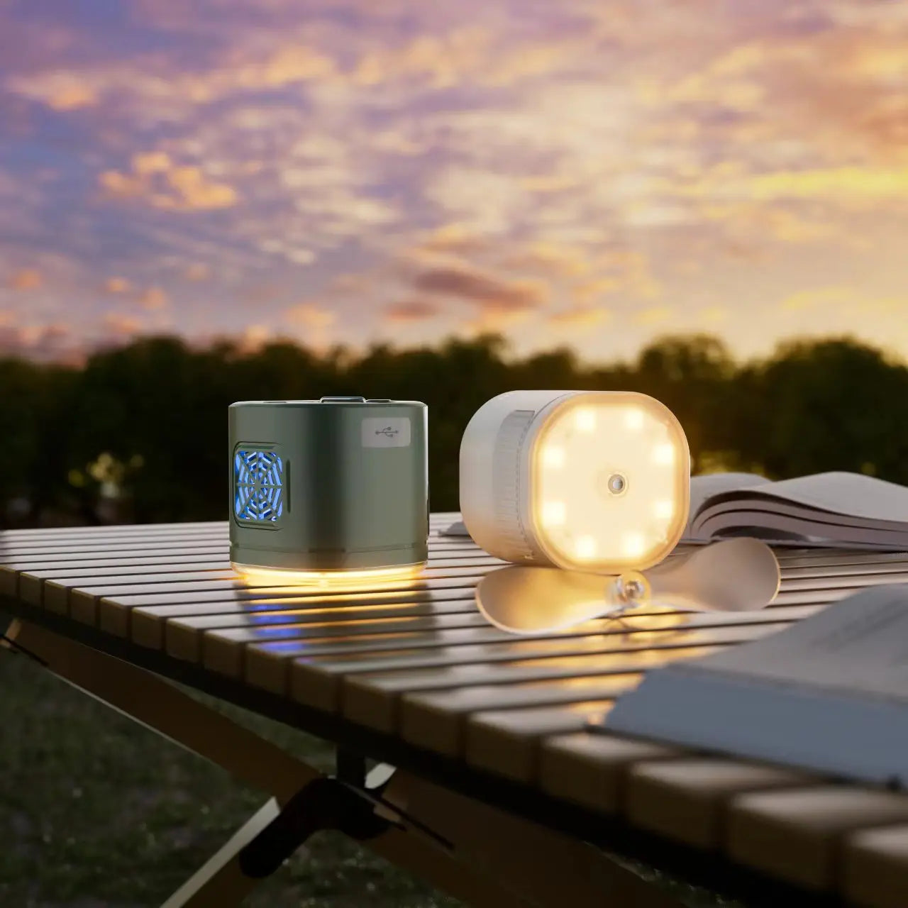 UOYGAO Portable Camping Lantern with Fan, USB Rechargeable Outdoor Light with Mosquito Repellent, Hanging Emergency Worklight and Power Bank for Hiking, Outdoor Camping Lights