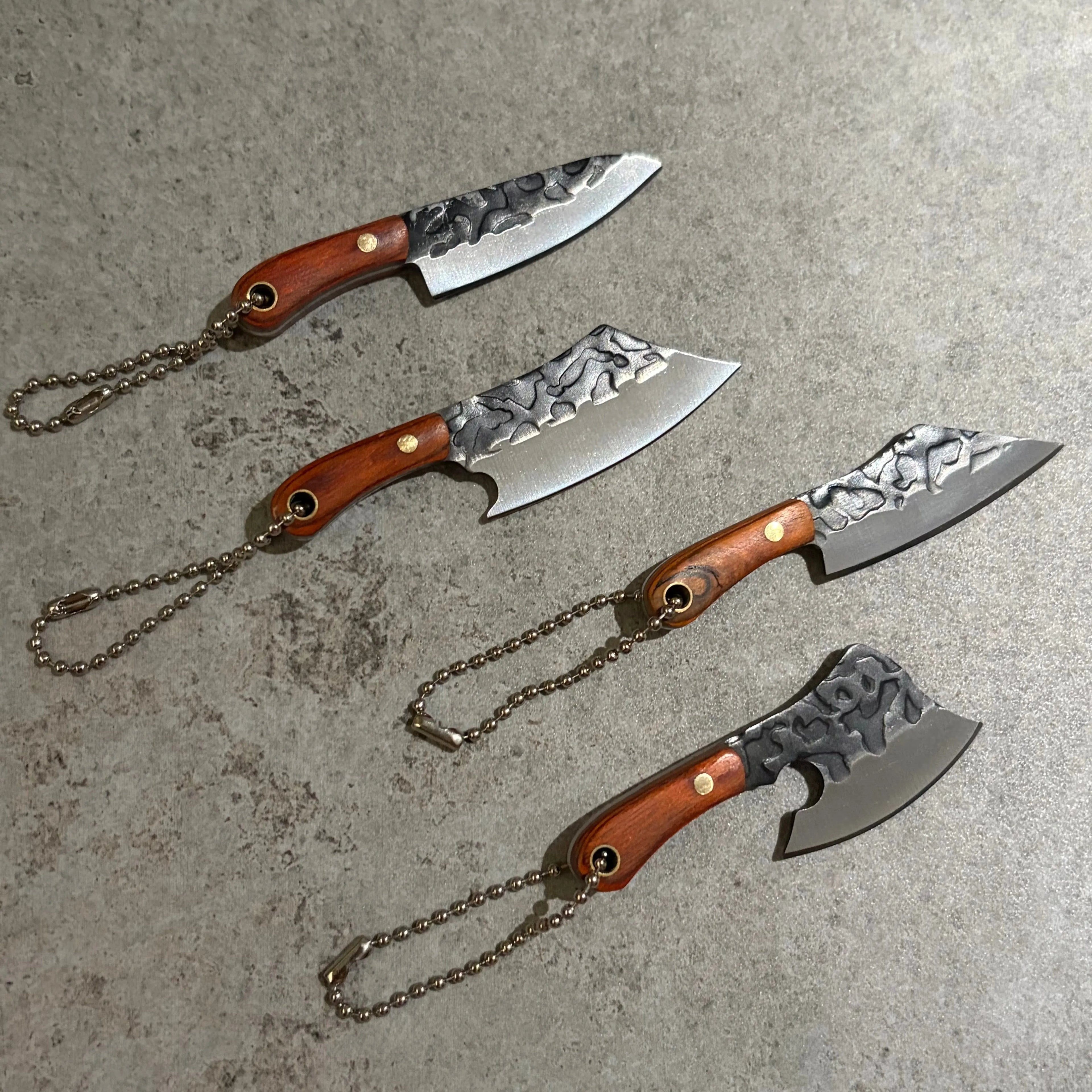 4PCS Set Mini Pocket Forged Knife Set with Quenching Process, High-Hardness Stainless Steel EDC Outdoor Tools, Vintage Engraved & Polished Metal Design,Tiny Package Knives, Durable Keychain Knives for Outdoor & Everyday Carry, Camping Must Haves Fathersd