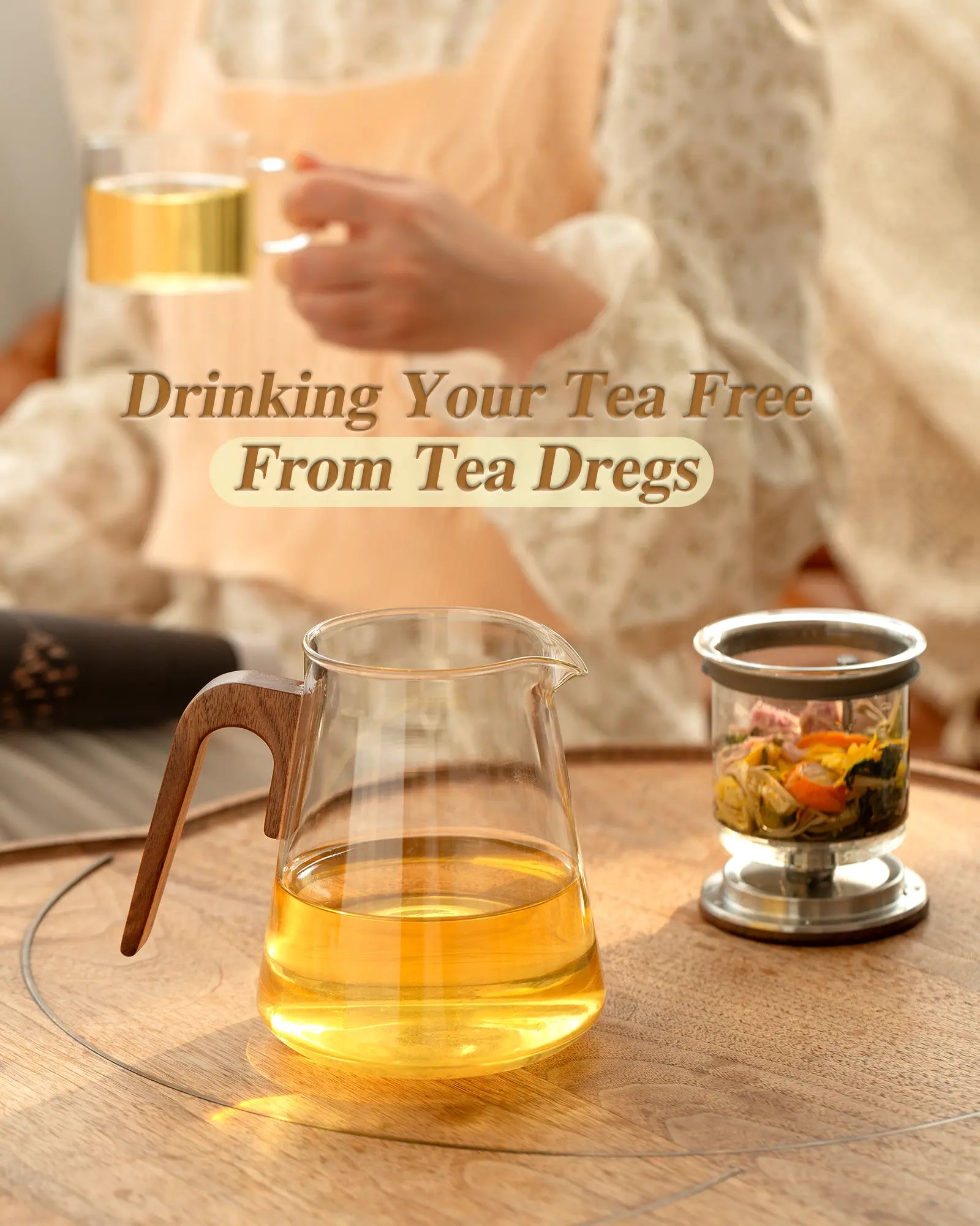 ZENS Magnetic Tea Pot, Enchanted Glass Teapot with Infuser and Magnetic Suction Lid for Mess-Free Loose Tea Diffusers, Walnut Wood Handle, Tea Lovers Gifts