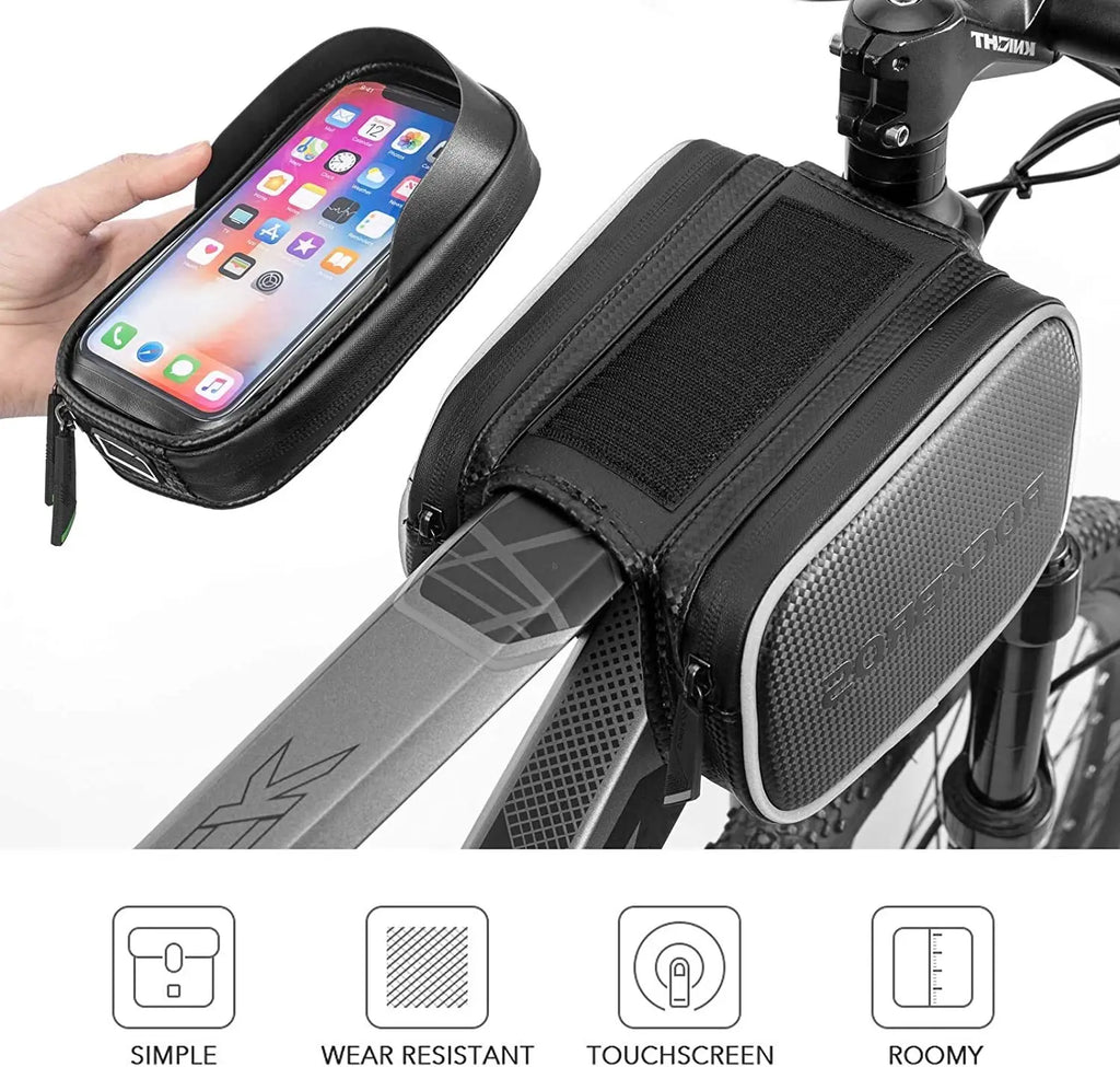 ROCKBROS Bike Frame Bag Waterproof Bike Top Tube Bag - Phone Bag for 6.2” & Under