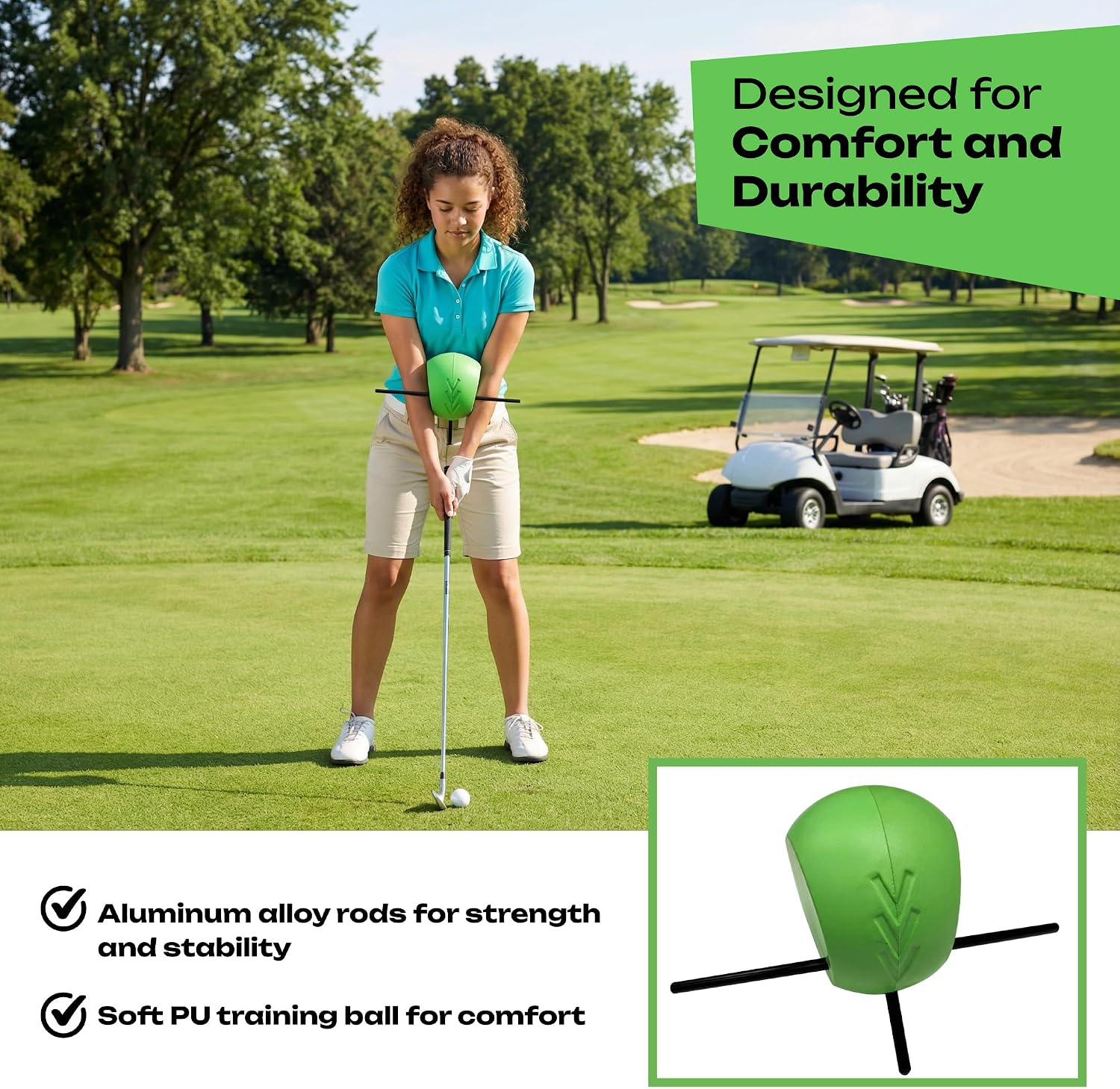 Golf Training Aid Ball - Compression Golf Connection Ball between Arms - Posture Correction Swing Trainer & Alignment Practice - Helps Train Proper Swing Mechanics & Arm Structure