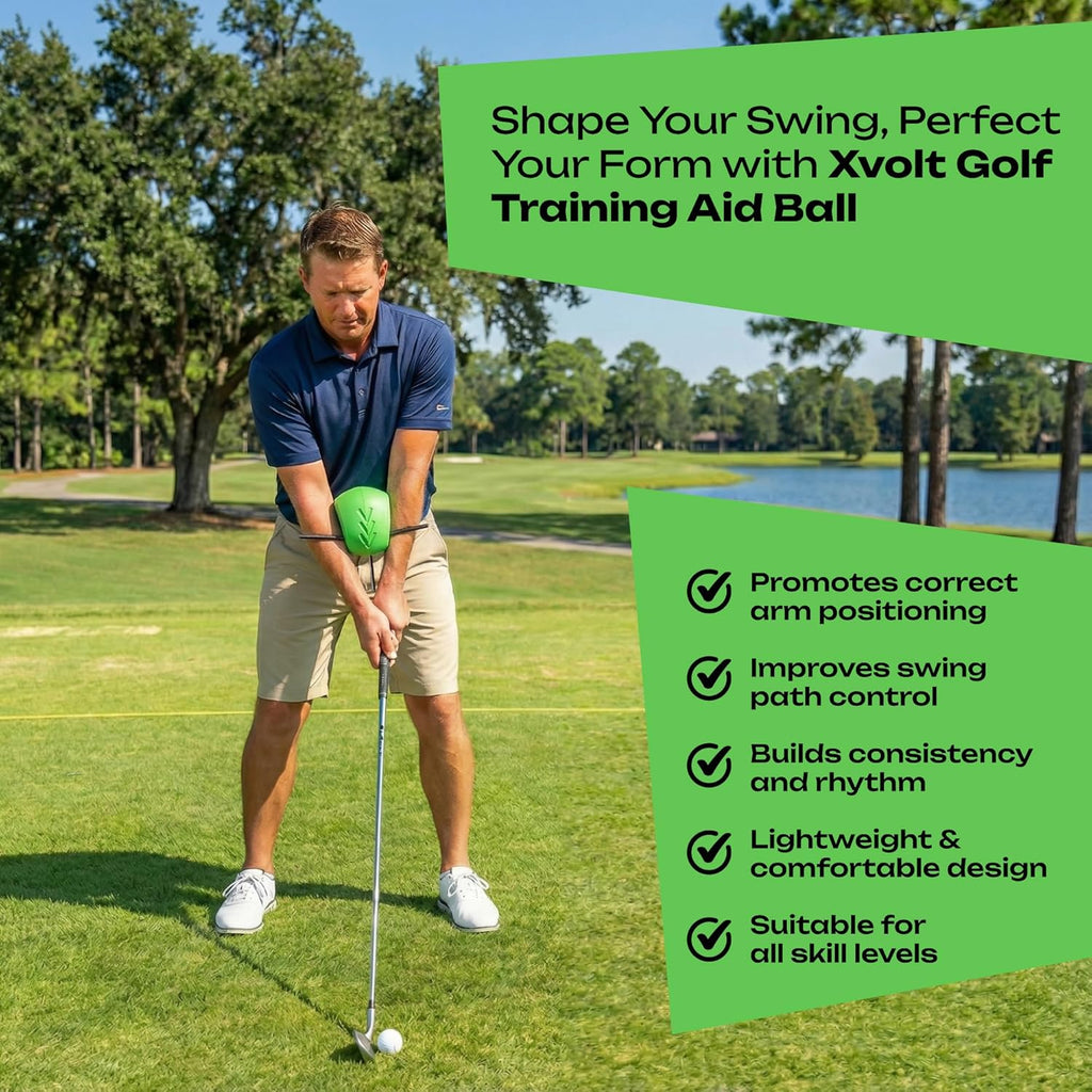 Golf Training Aid Ball - Compression Golf Connection Ball between Arms - Posture Correction Swing Trainer & Alignment Practice - Helps Train Proper Swing Mechanics & Arm Structure