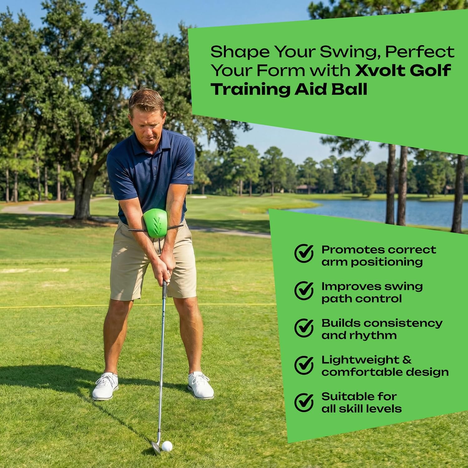 Golf Training Aid Ball - Compression Golf Connection Ball between Arms - Posture Correction Swing Trainer & Alignment Practice - Helps Train Proper Swing Mechanics & Arm Structure