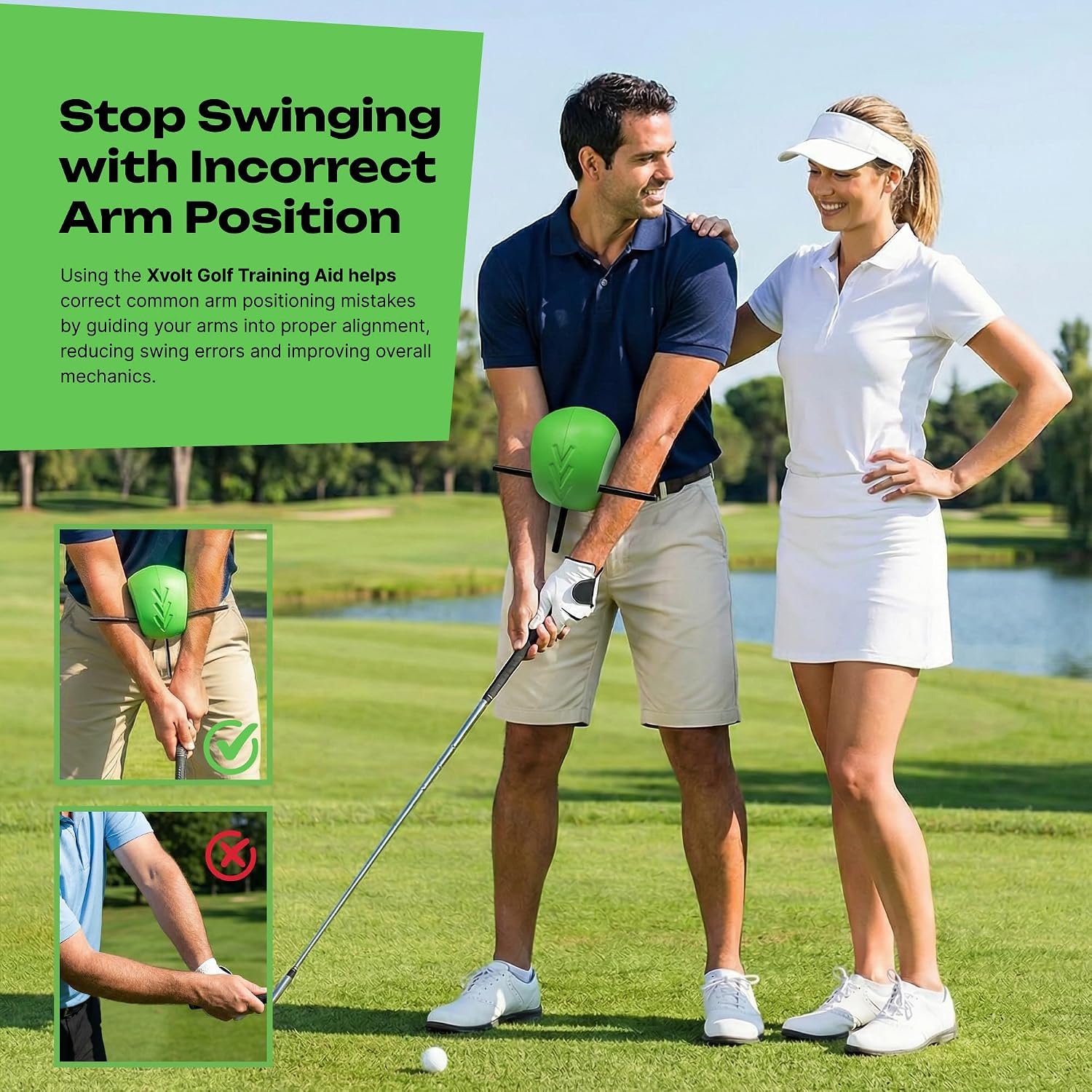 Golf Training Aid Ball - Compression Golf Connection Ball between Arms - Posture Correction Swing Trainer & Alignment Practice - Helps Train Proper Swing Mechanics & Arm Structure