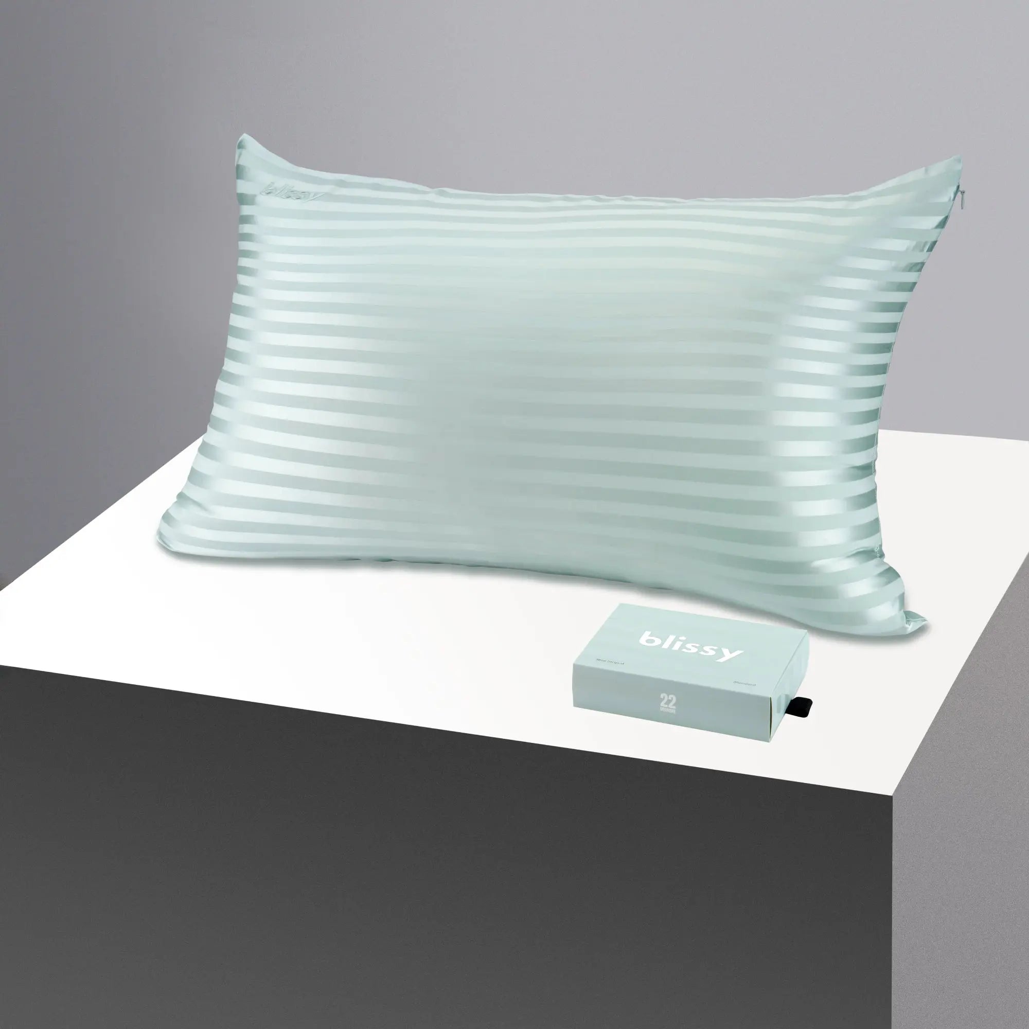 Blissy Striped Silk Pillowcase – 100% Mulberry Silk – Improve Hair, Skin & Sleep