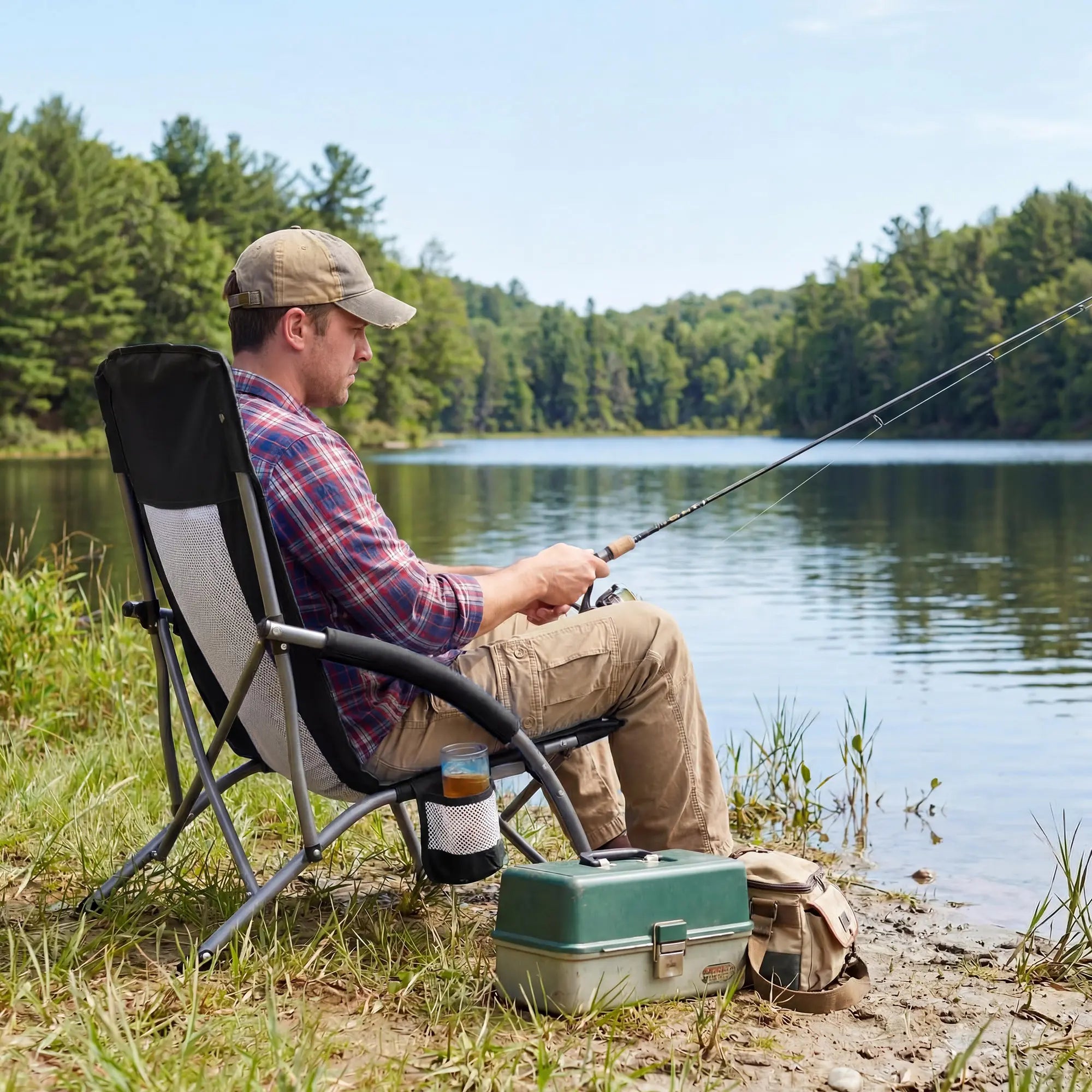 【Deals for You】Dumos Portable Folding Camping Chair, 250 LBS Weight Capacity, Mesh Breathable Back, Storage Pocket, Included Carrying Bag, for Hiking, Picnics, Camping Chairs,Summerwins