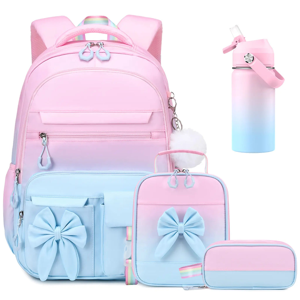 SIMILOVE Girls School Backpack Set - Includes 14Oz Insulated Water Bottle, Lunch Bag & Pencil Case, Ideal for Teens' School Party Gift Supplies