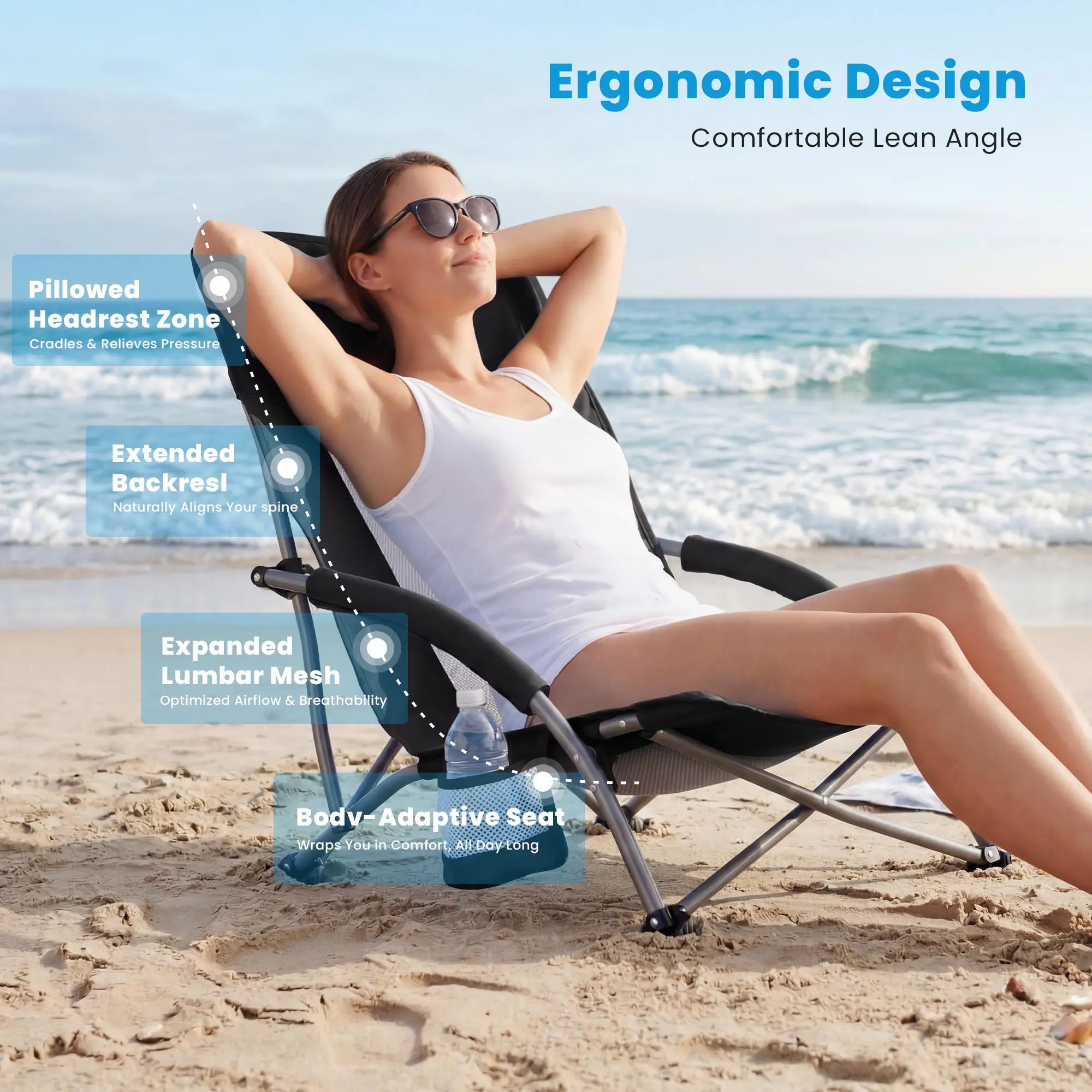【Deals for You】Dumos Portable Folding Camping Chair, 250 LBS Weight Capacity, Mesh Breathable Back, Storage Pocket, Included Carrying Bag, for Hiking, Picnics, Camping Chairs,Summerwins