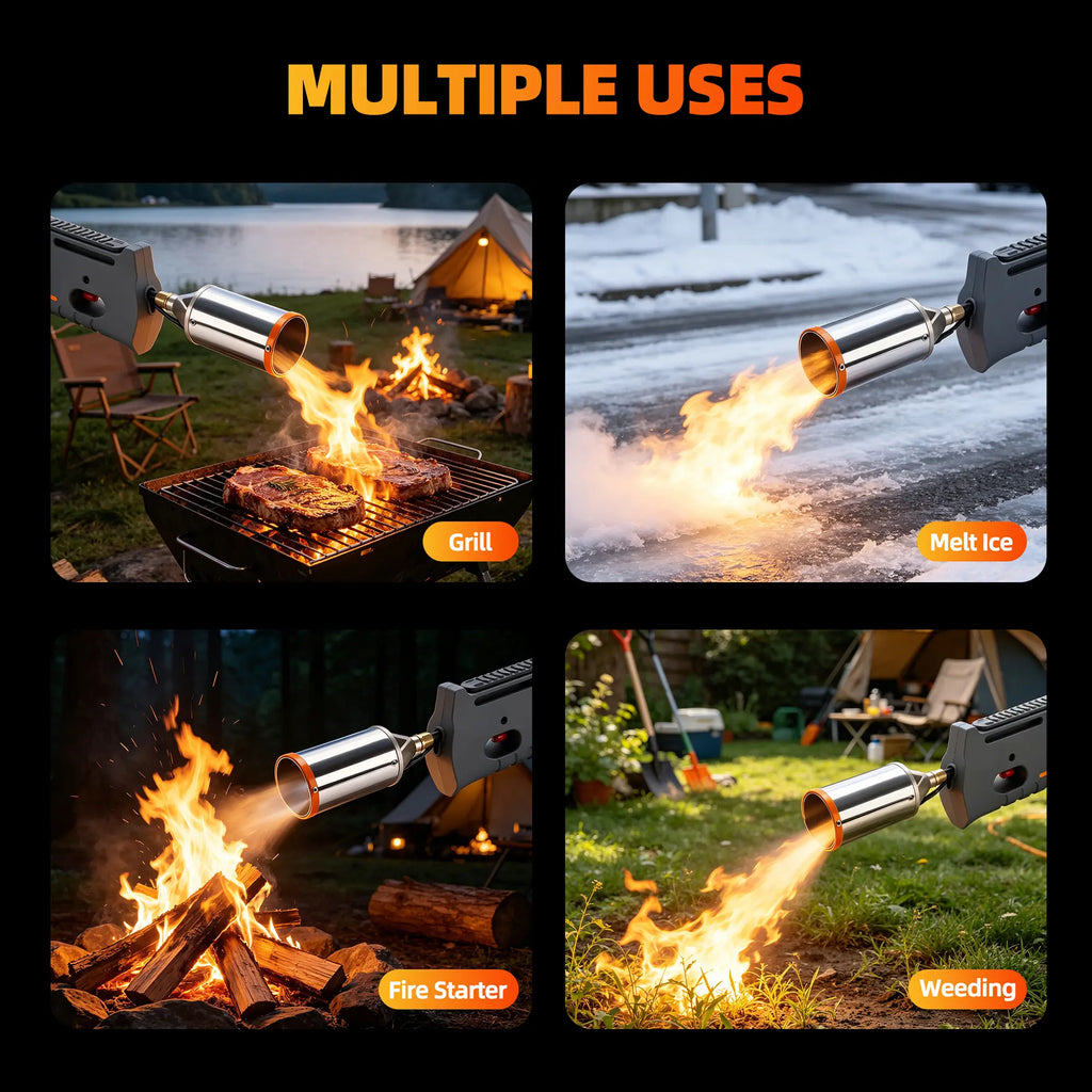 【Dealsforyoudays】Steelite Powerful Blow Torch Gun - Adjustable Flame, Detachable Portable Design, Lightweight Modular Tool for BBQ Campfire Starter, Kitchen Use, Father'S Day Gifts, Mens Gifts (Tank Not Included)