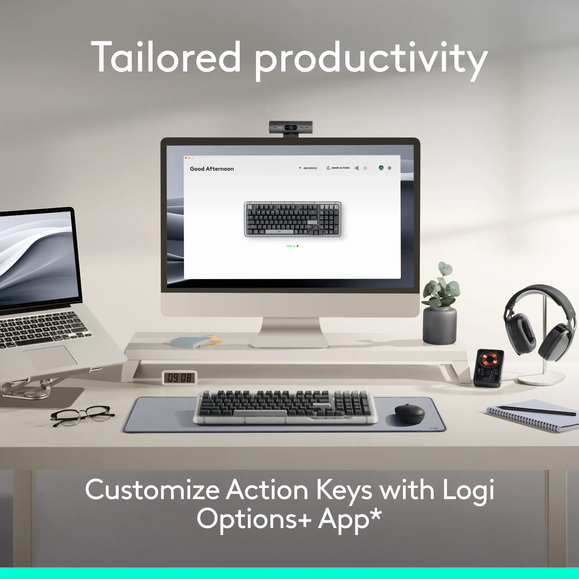 Logitech Alto Keys K98M Full-Sized Durable Multi-Device Bluetooth Mechanical Keyboard, Customizable Switches, Vibration-Absorbing Gasket, Illuminated Backlit Keys, USB-C Charging, for PC, Mac Laptops, Bluetooth Keyboards, Full-Sized Mechanical Keyboards