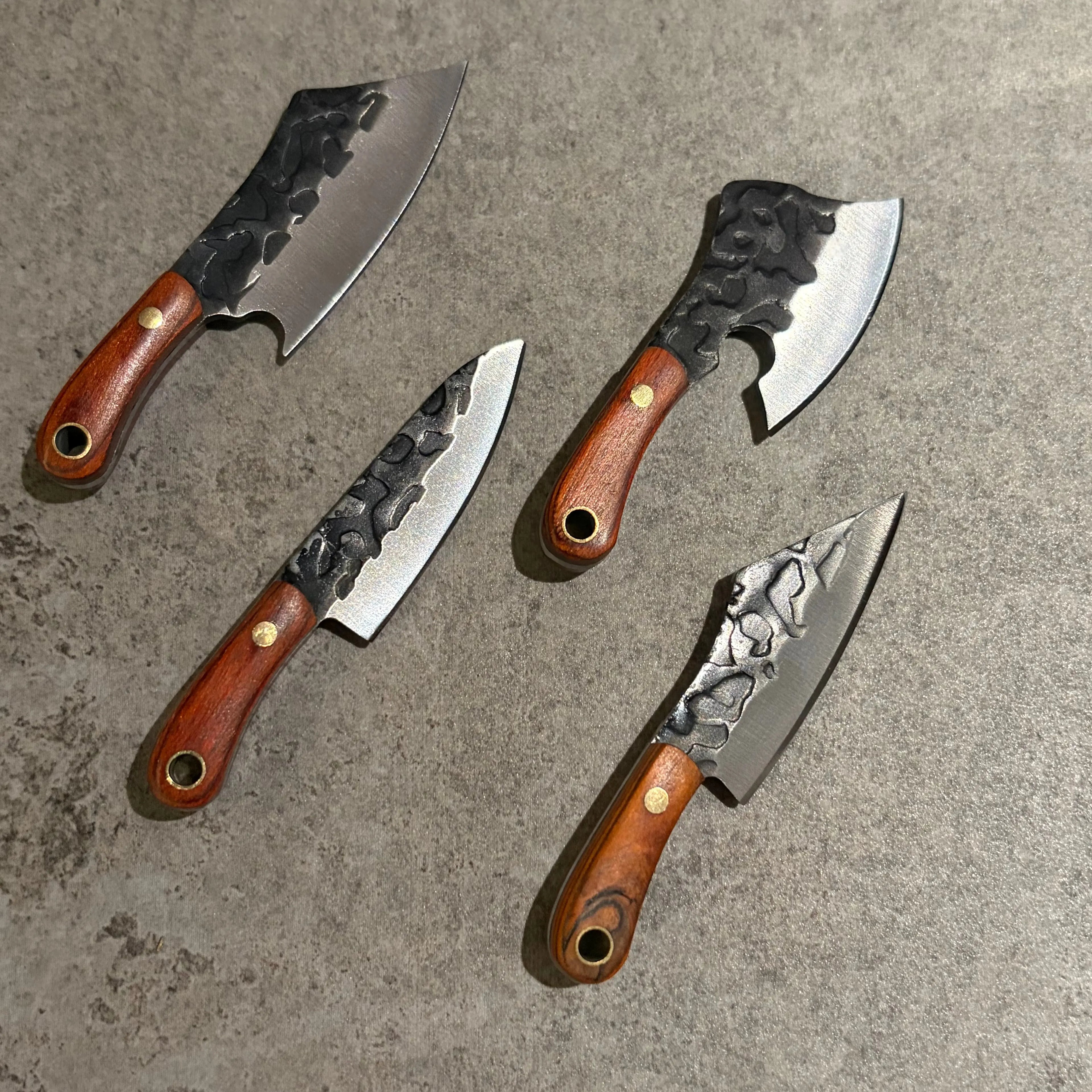 4PCS Set Mini Pocket Forged Knife Set with Quenching Process, High-Hardness Stainless Steel EDC Outdoor Tools, Vintage Engraved & Polished Metal Design,Tiny Package Knives, Durable Keychain Knives for Outdoor & Everyday Carry, Camping Must Haves Fathersd