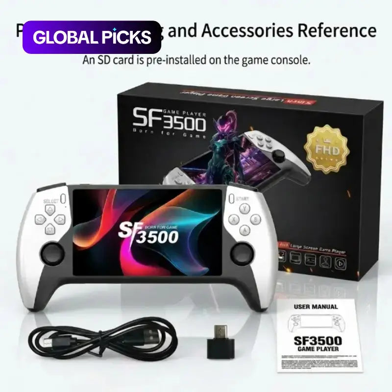 SF3500 Retro Handheld Game Console, Performance Upgrade, 5.5-Inch HD IPS Screen, Multiple Built-In Games, Classic Video Game Support with TV Connection, 14+ Emulators, 5-Hour Battery Life #GLOBAL PICKS