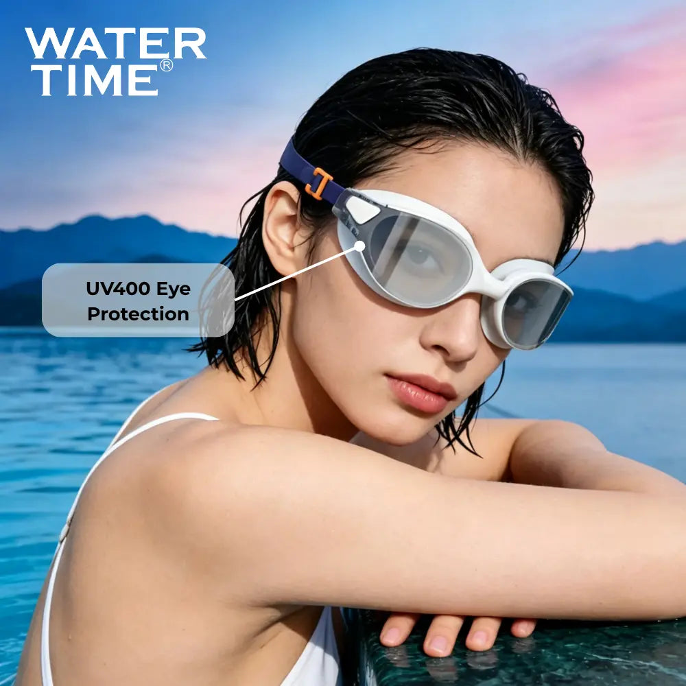 WATERTIME Wide View Swim Goggles for Adults - Anti-Fog Pool Goggles with Soft Silicone Seal, Adjustable Strap, Swim Glasses