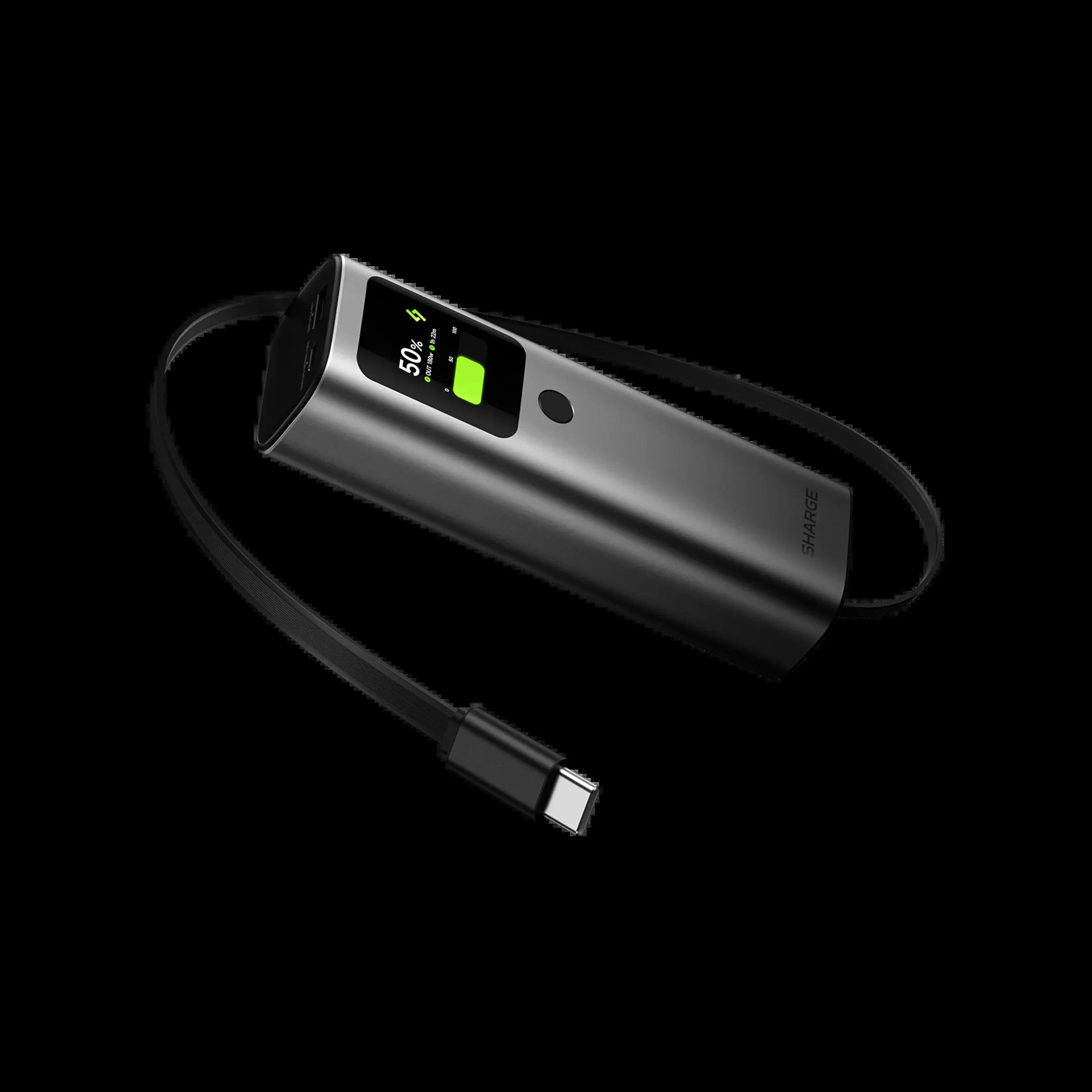 SHARGE Hypertower 165W Laptop Power Bank with Built-In Cable 165W Total Output 20000Mah Power Bank 3-Port Fast Charging, Smart Digital Display, High Capacity External Battery Pack for Laptop, Iphone 17