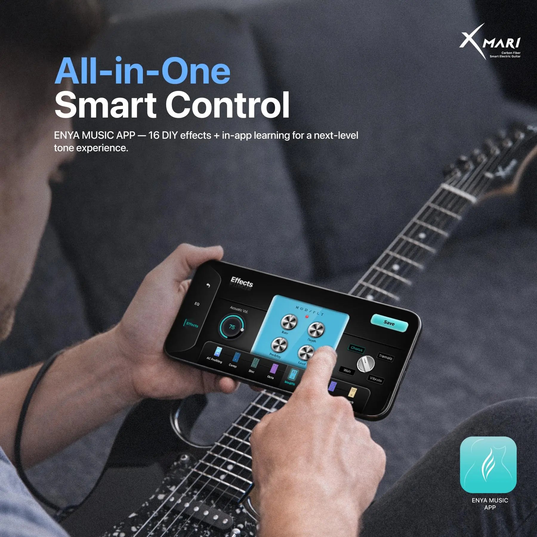 【Zero-Gear Rocker】Xmari Smart Electric Guitar with Built-In DSP Effects, 4 Presets, USB-C OTG Recording, Headphone Output, Alnico Pickups W/Coil Split, Carbon Fiber Body, Gig Bag, Strap, Cable & Picks 24-Hour Shipping 2-Year Warrant Dealsforyoudays
