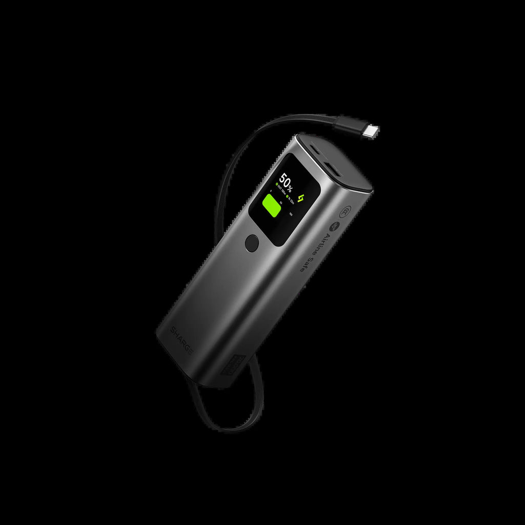 SHARGE Hypertower 165W Laptop Power Bank with Built-In Cable 165W Total Output 20000Mah Power Bank 3-Port Fast Charging, Smart Digital Display, High Capacity External Battery Pack for Laptop, Iphone 17