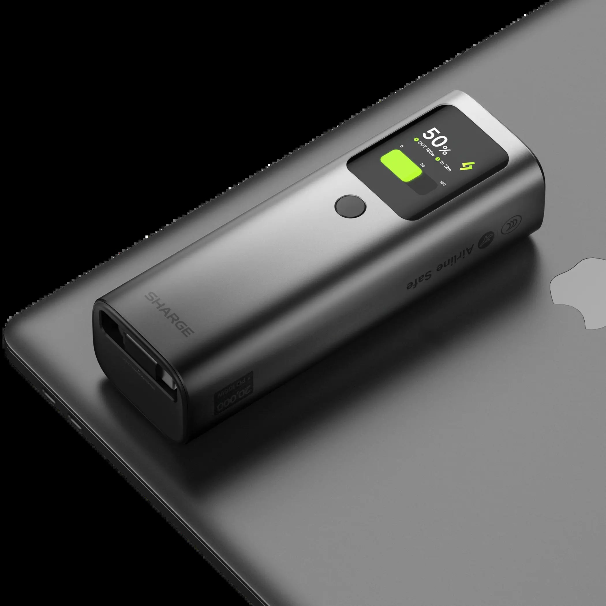 SHARGE Hypertower 165W Laptop Power Bank with Built-In Cable 165W Total Output 20000Mah Power Bank 3-Port Fast Charging, Smart Digital Display, High Capacity External Battery Pack for Laptop, Iphone 17