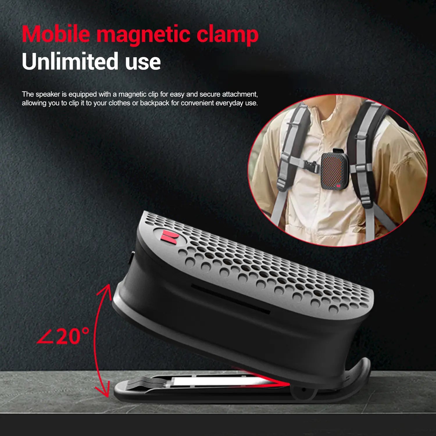Monster Blaster Micro Wearable Bluetooth Speaker, Clip-On Wireless Speaker for Hands-Free Calls and Music, Small Portable Speaker for Workout, Cycling, Running, TWS Pairing, IPX7 Waterproof - Summerwins - Dealsforyoudays