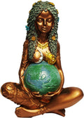 Gaia Mother Earth Goddess Statue, Resin Witchy Spiritual Figurines Pagan Nature Home Room Outdoor Decor, Gold, 6 X 4.2 X 3.6 Inch