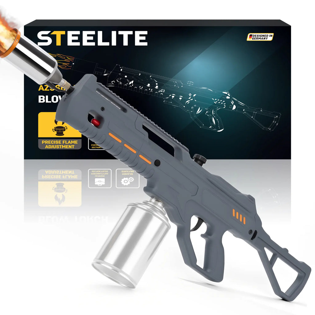 【Dealsforyoudays】Steelite Powerful Blow Torch Gun - Adjustable Flame, Detachable Portable Design, Lightweight Modular Tool for BBQ Campfire Starter, Kitchen Use, Father'S Day Gifts, Mens Gifts (Tank Not Included)