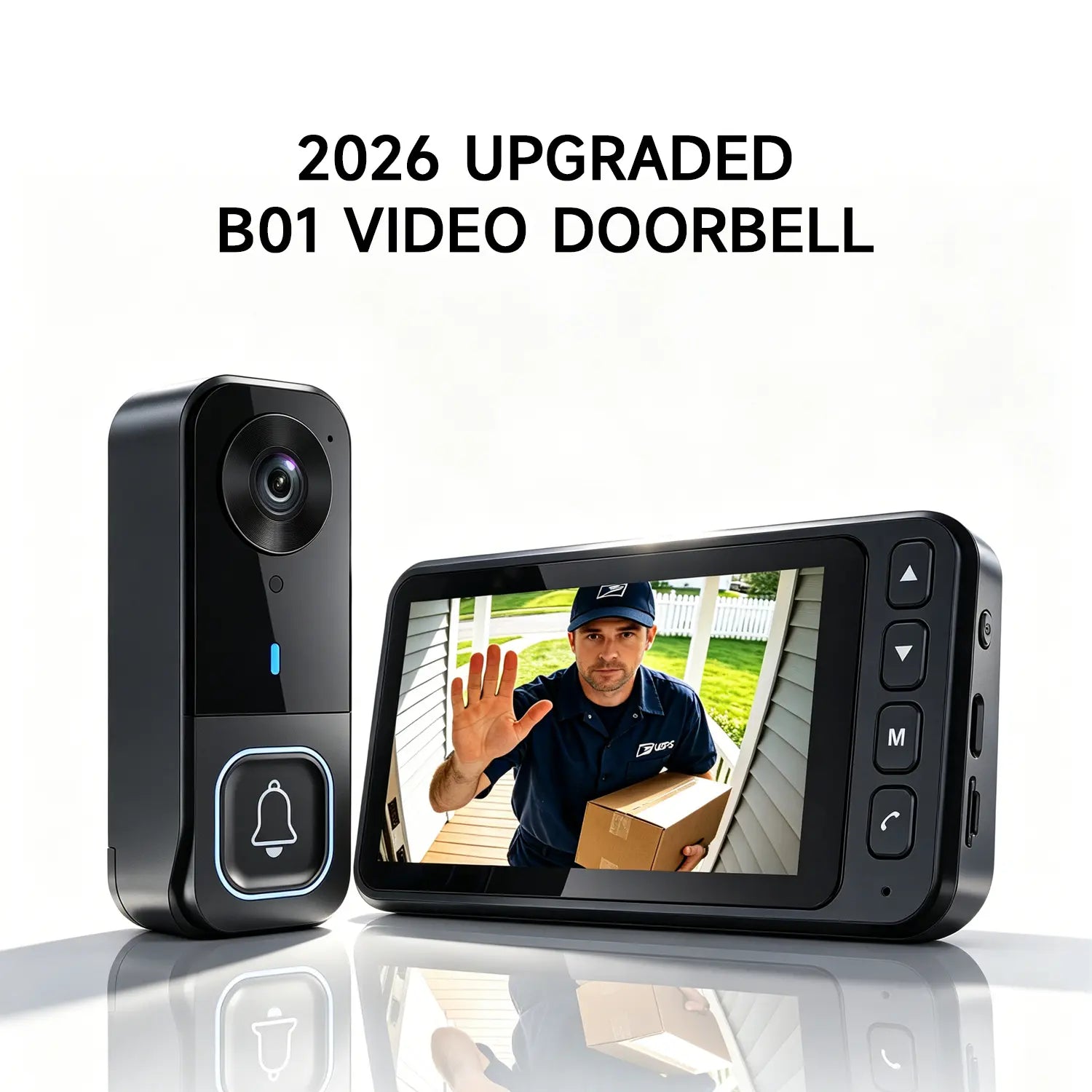 2026 Upgraded B01 Video Doorbell – No Wifi, No App, Indoor Monitor, Two-Way Talk, Night Vision & 400Ft Range