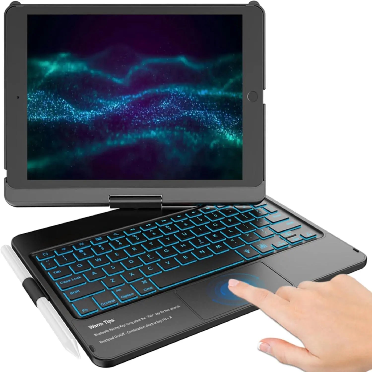 Touchpad Keyboard Case for Ipad 9Th/8Th/7Th 10.2 Inch, Backlit Trackpad Keyboard, 360?Rotatable Case with Keyboard for Ipad 9Th/8Th/7Th Gen, with Pencil Holder (Rose )