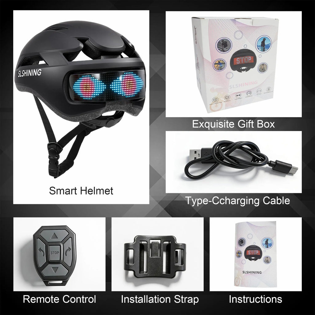 Protective Gear Holiday Gift LED Screen Bike Helmet with Bluetooth App Control, DIY Custom Display, Smart Turn Signal Light, CPSC Certified Bell Helmets for E-Bike Dirtbike & E-Scooter Skateboard and Skating Bicycle Helmets for Adult Teens
