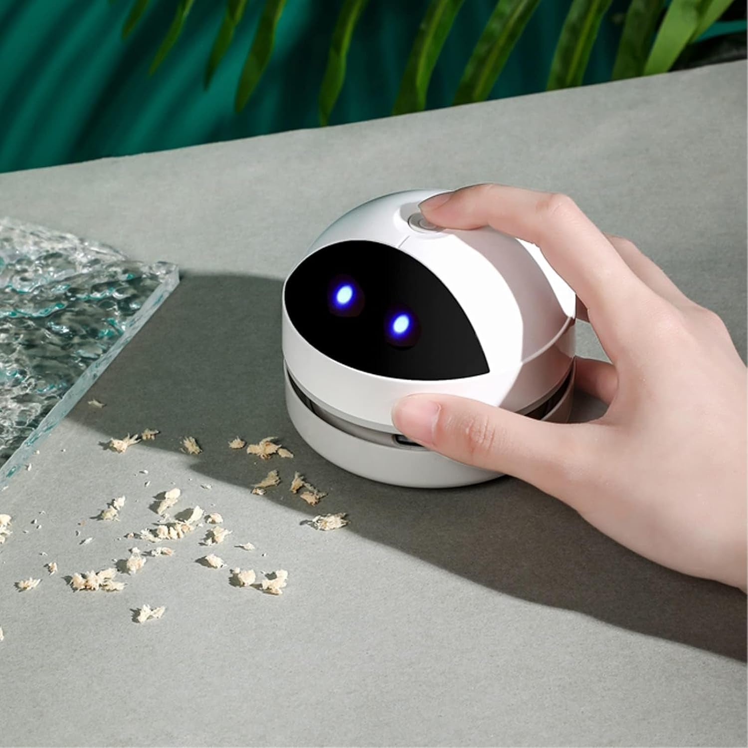 Desk Vacuum Cleaner, Low Noise USB Vacuum Cleaner for Desk, Mini Desktop Vacuum with 1200Mah Battery USB Charging 360° Suction for Pet Hair, Bread Crumbs