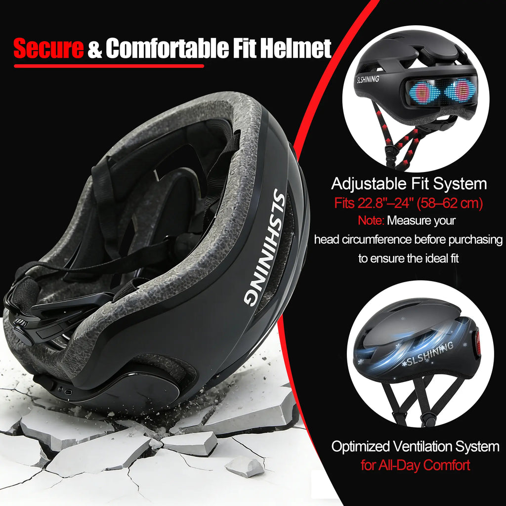 Protective Gear Holiday Gift LED Screen Bike Helmet with Bluetooth App Control, DIY Custom Display, Smart Turn Signal Light, CPSC Certified Bell Helmets for E-Bike Dirtbike & E-Scooter Skateboard and Skating Bicycle Helmets for Adult Teens