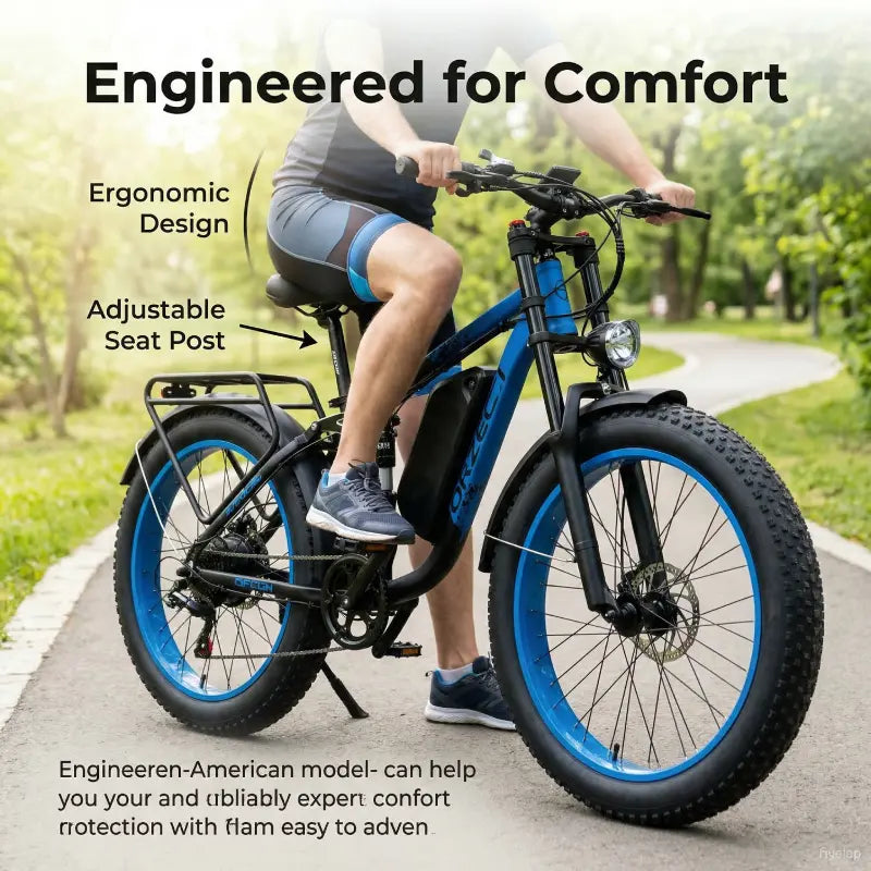 Orzel K17 Electric Bike for Adults with 2000W Peak Dual Motor, 48V 25Ah (1000Wh) Battery Electric Bike,Maximum Load（150Kg） 26'' X 4'' Fat Tire Ebike, 30+MPH Speed, Cruise Control, with Fenders, Rear Rack