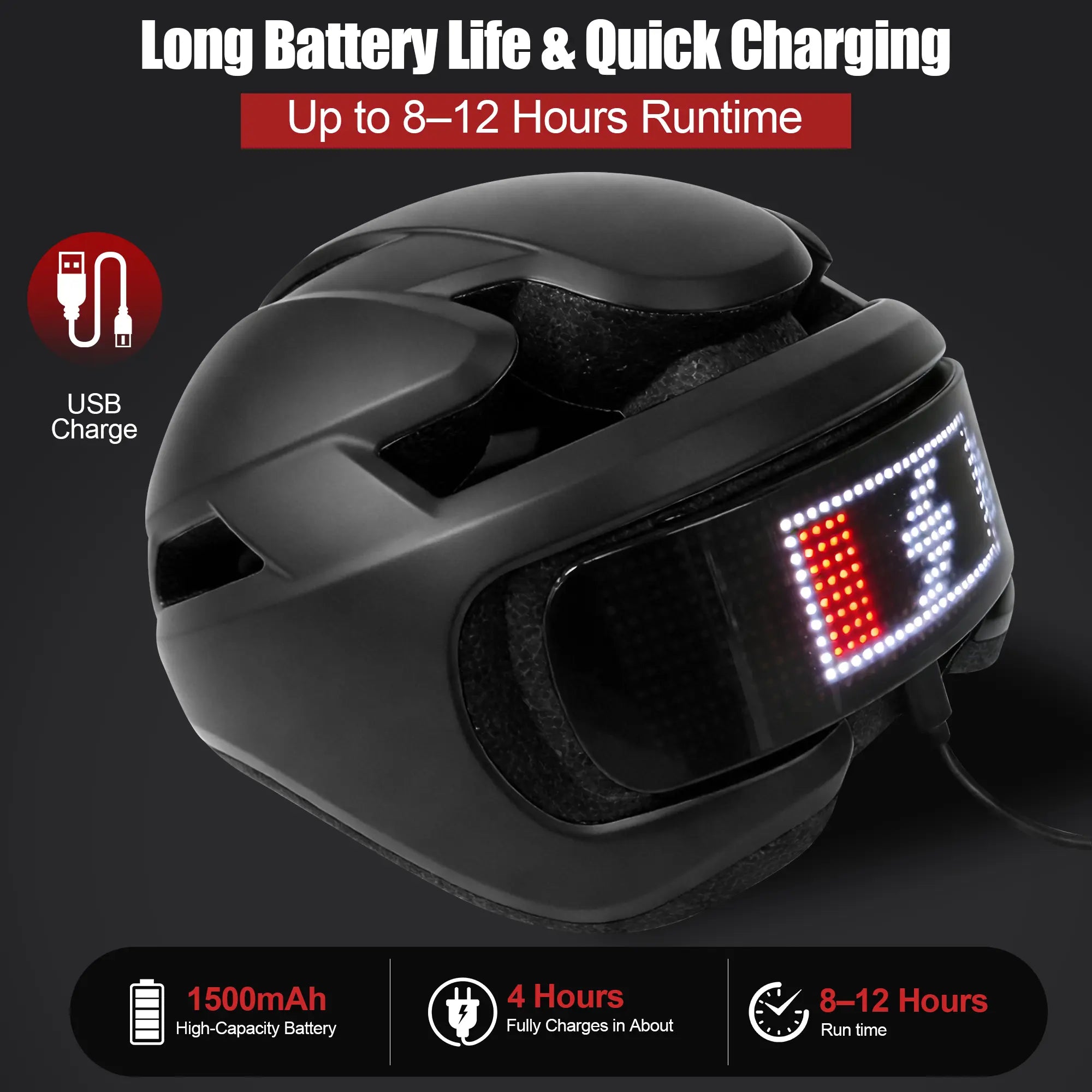 Protective Gear Holiday Gift LED Screen Bike Helmet with Bluetooth App Control, DIY Custom Display, Smart Turn Signal Light, CPSC Certified Bell Helmets for E-Bike Dirtbike & E-Scooter Skateboard and Skating Bicycle Helmets for Adult Teens