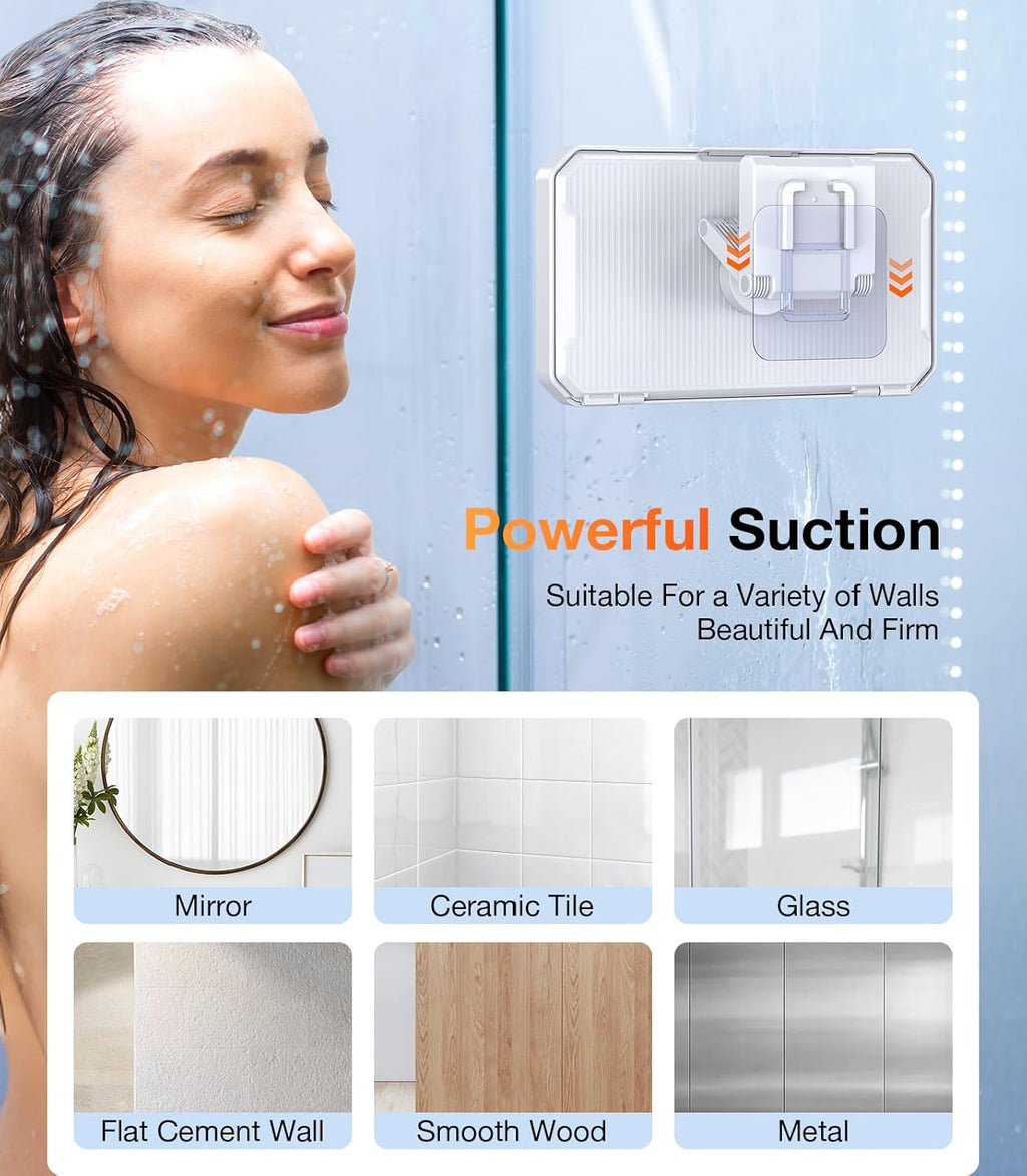 Shower Phone Holder Waterproof Phone Holder for Shower Wall Waterproof【Anti-Fog】480°Adjustable Retractable Bathroom Phone Holder Mount Stand Water Proof Shower Case for Iphone 4-7" Cellphones
