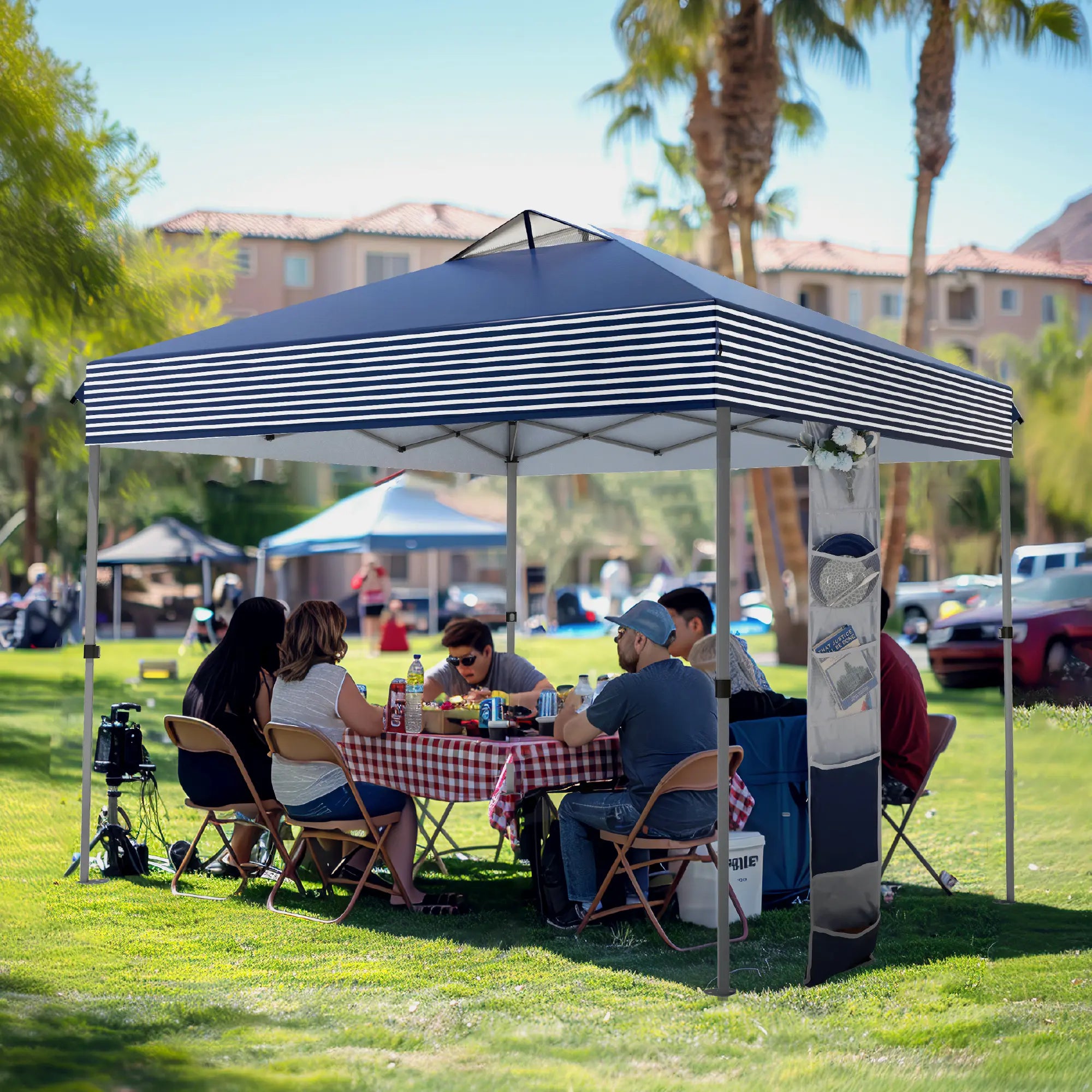 PHIVILLA Pop-Up Canopy 10*10 FT Tents for Parties with Wheeled Bag, Portable Lightweight Folding, 120"L X 120"W X 102"H, Alloy Steel, Water Resistant Design