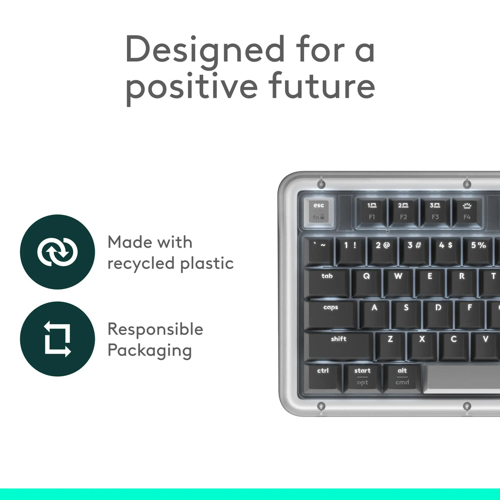 Logitech Alto Keys K98M Full-Sized Durable Multi-Device Bluetooth Mechanical Keyboard, Customizable Switches, Vibration-Absorbing Gasket, Illuminated Backlit Keys, USB-C Charging, for PC, Mac Laptops, Bluetooth Keyboards, Full-Sized Mechanical Keyboards