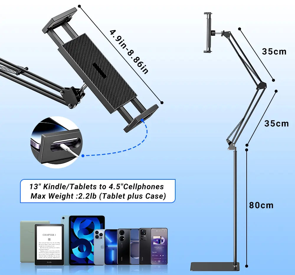 [Dealsforyoudays] DATAFY Floor Stand Kindle Holder with Remote Page Turner Set, Hands-Free Reading Accessories for Kindle Paperwhite Oasis Scribe Kobo, Adjustable Tablet Holder with Wireless Page Turner Clicker for Bed Reading