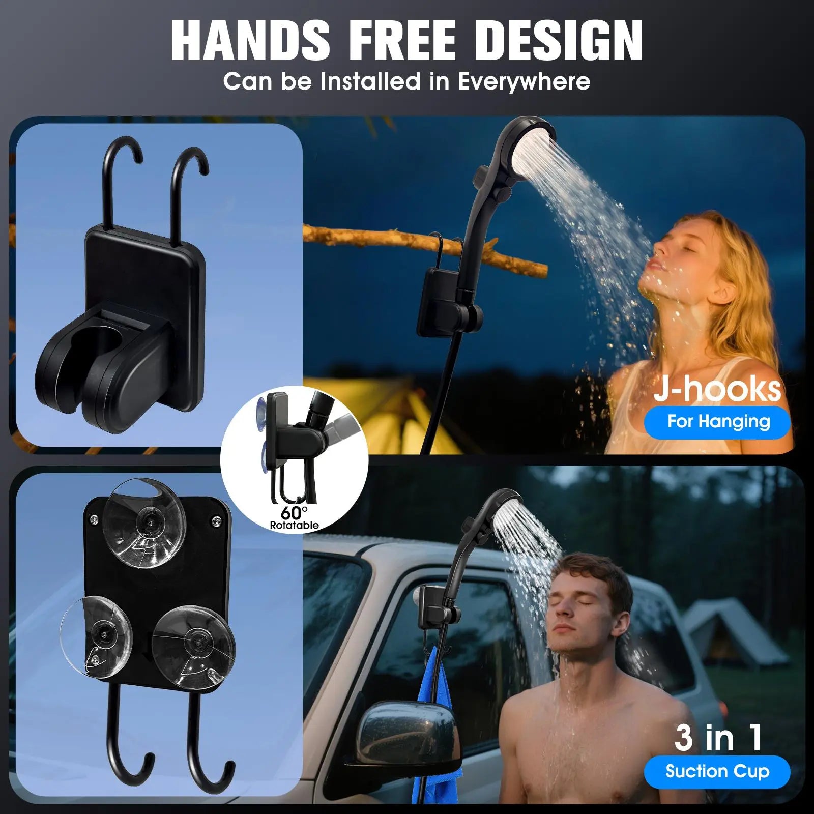 Starocean Portable Shower with Heater,Portable Shower for Camping with 2000W Auto-Off Heater,4 Spray Modes,Lasting 140 Mins,Led Display,Portable Shower Pump,Outdoor Shower for Camping,Hiking,Travel,Car,Pet