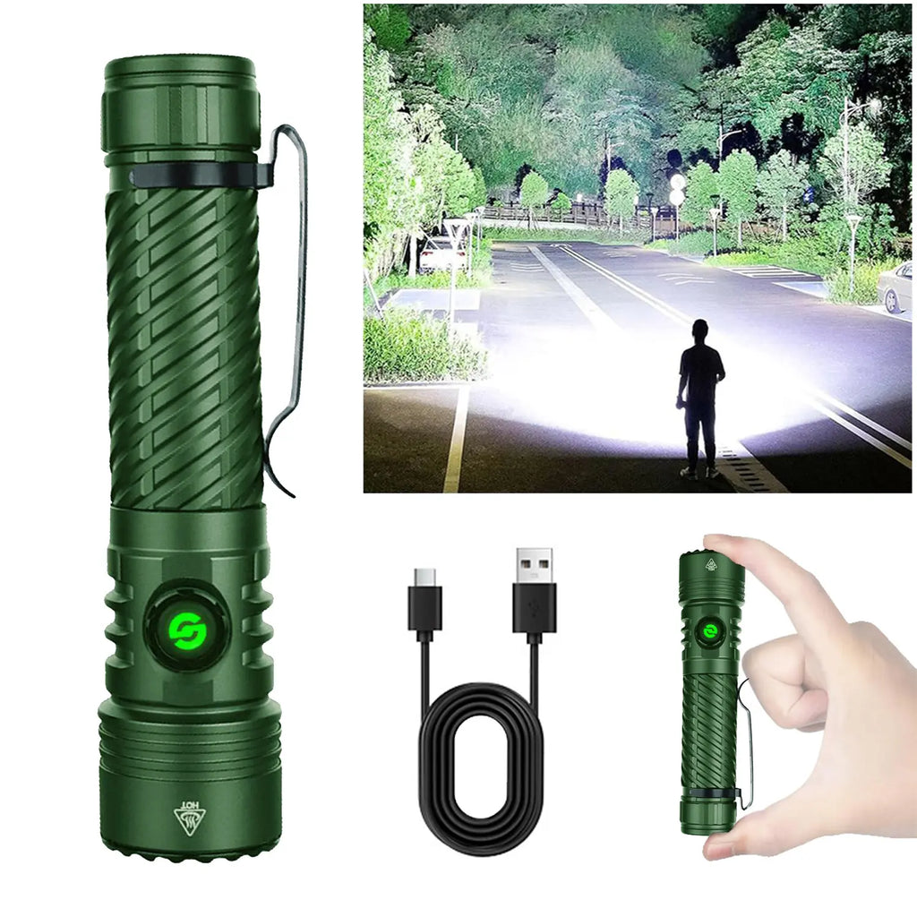 SYADOO Ultra Bright Rechargeable Flashlights 2 Pack, Super Bright 10000 Lumens Flash Light, 6 Modes Zoomable Linternas with Power Indicator, Powerful Handheld LED Flashlights for Home Emergencies Camping, with Emergency Charging for Your Phone Tiktokshops