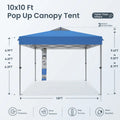 PHIVILLA Pop-Up Canopy 10*10 FT Tents for Parties with Wheeled Bag, Portable Lightweight Folding, 120"L X 120"W X 102"H, Alloy Steel, Water Resistant Design