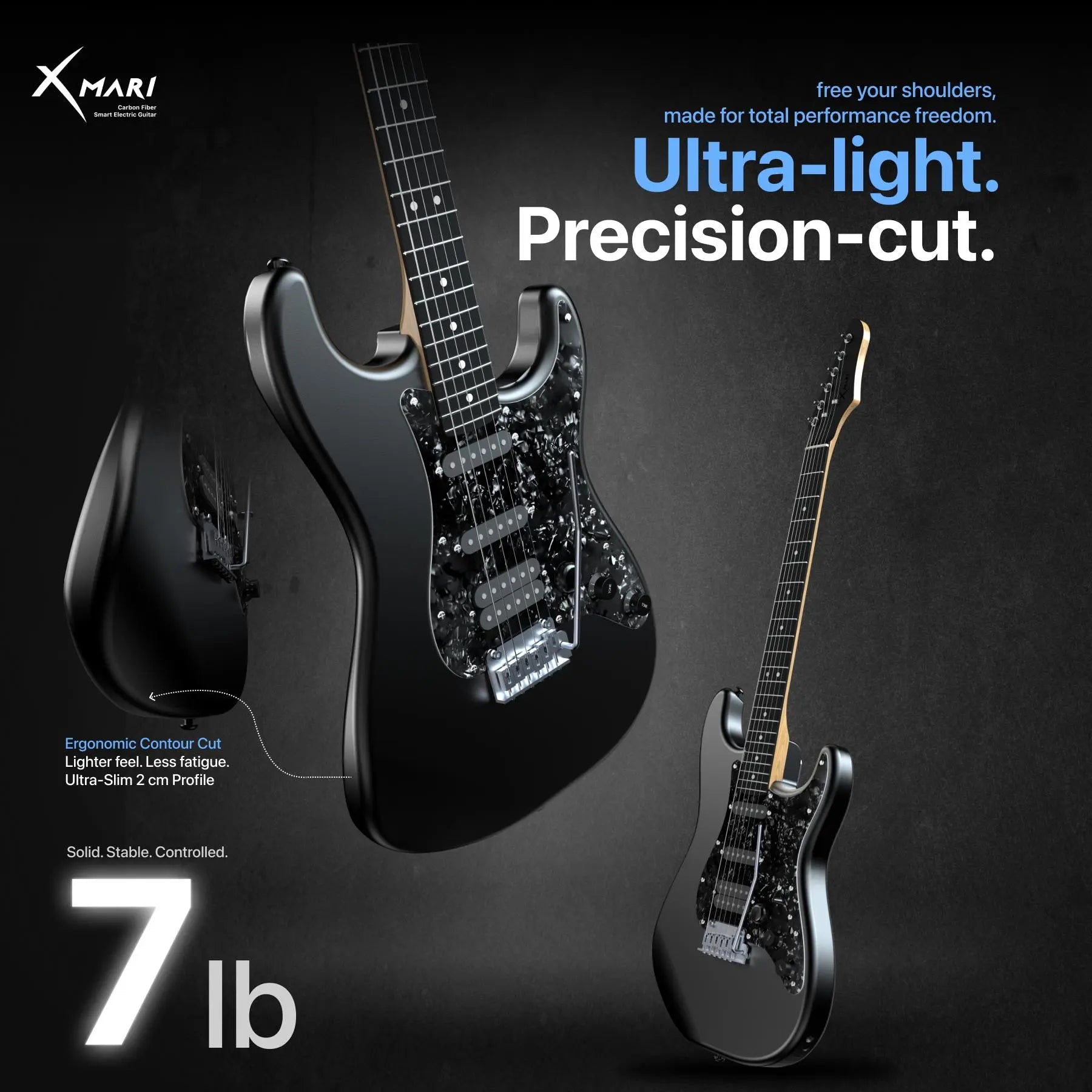 【Zero-Gear Rocker】Xmari Smart Electric Guitar with Built-In DSP Effects, 4 Presets, USB-C OTG Recording, Headphone Output, Alnico Pickups W/Coil Split, Carbon Fiber Body, Gig Bag, Strap, Cable & Picks 24-Hour Shipping 2-Year Warrant Dealsforyoudays