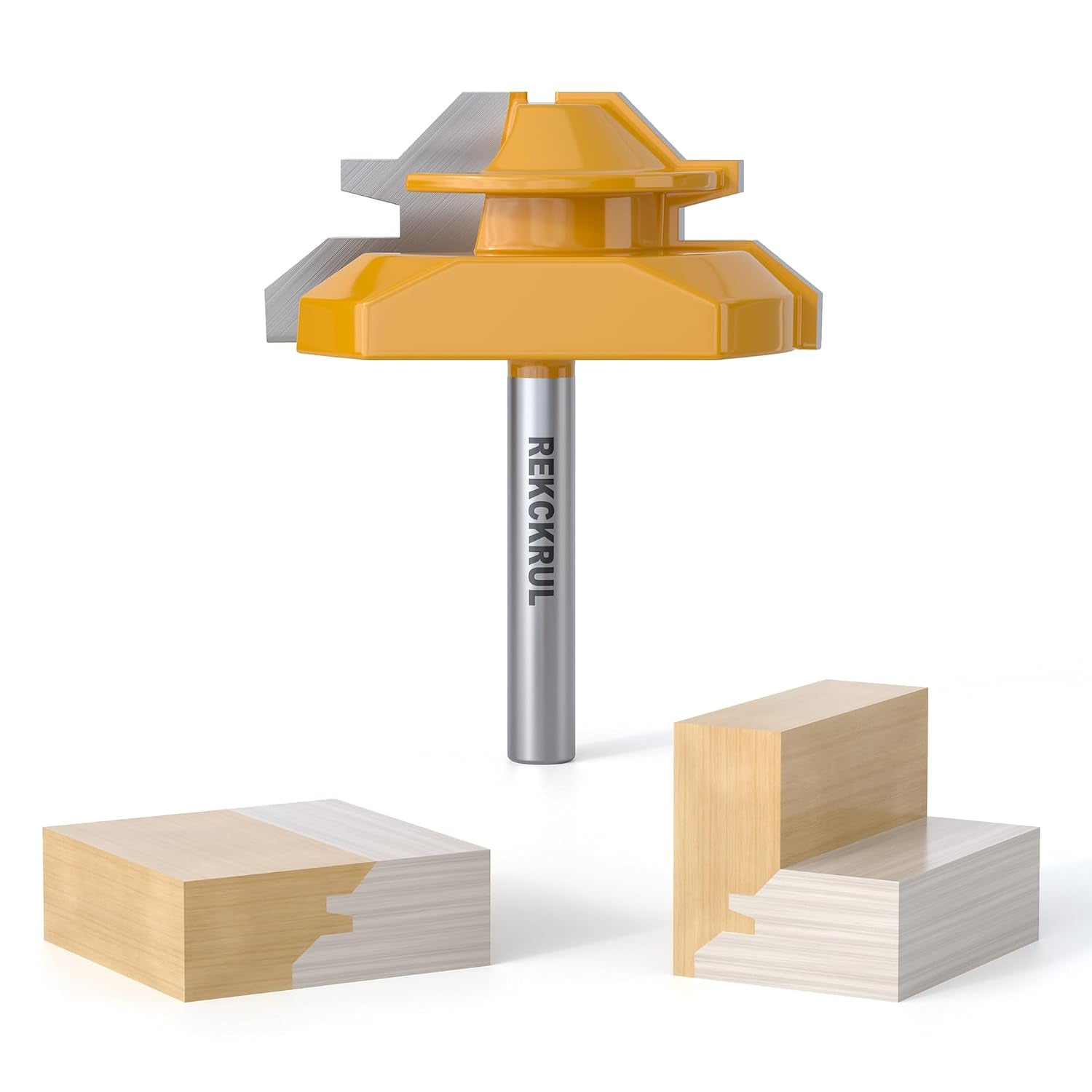 Professional 45 Degree Lock Miter Router Bit - Carbide Tipped, 1/4" Shank, Cutting Height: 3/4", Woodworking Tools for Cabinets, Drawers, Doors & Furniture