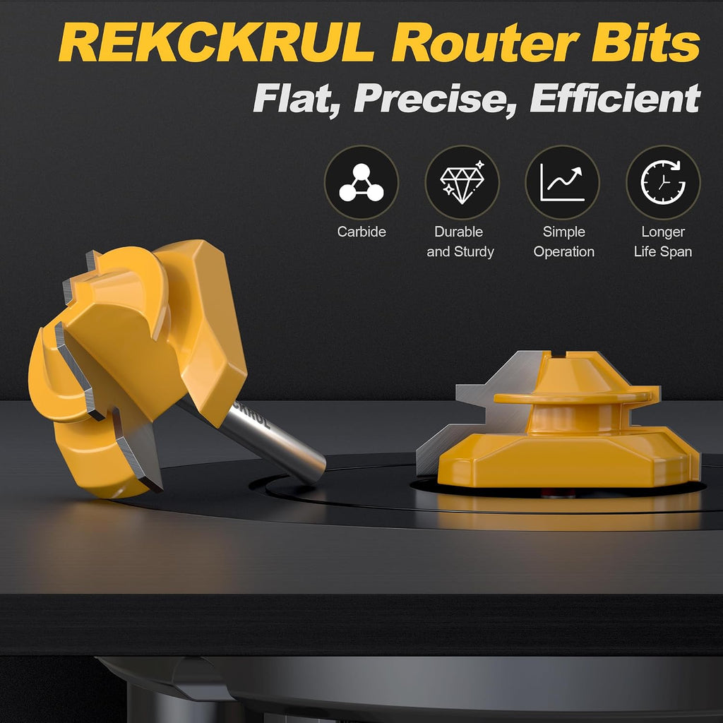 Professional 45 Degree Lock Miter Router Bit - Carbide Tipped, 1/4" Shank, Cutting Height: 3/4", Woodworking Tools for Cabinets, Drawers, Doors & Furniture