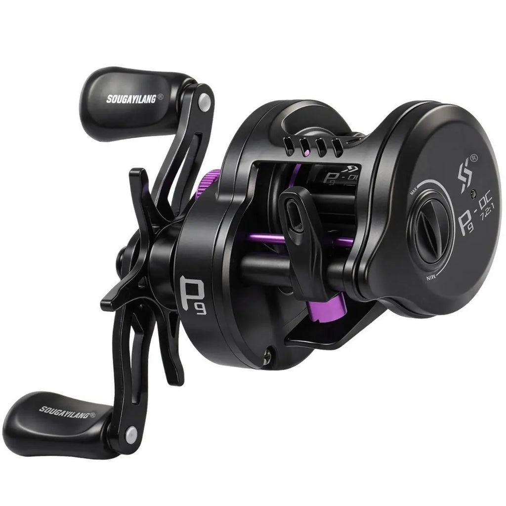 Round Baitcasting Fishing Reel Ultralight 5+1BB 7.2:1 Gear Ratio B DC Baitcaster Reel Smooth and Sensitive Trolling Fishing Reel for Freshwater Saltwater Fishing