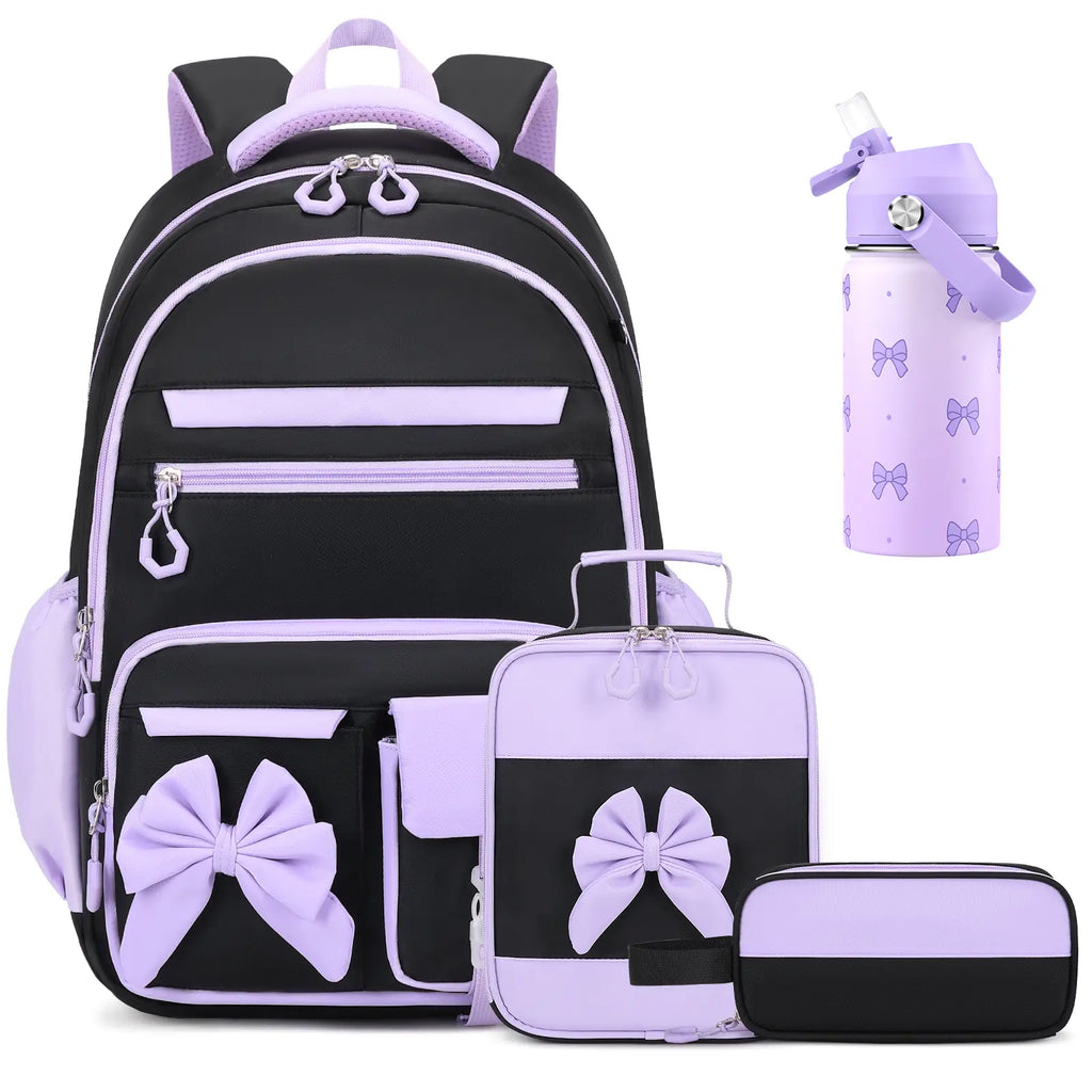 SIMILOVE Girls School Backpack Set - Includes 14Oz Insulated Water Bottle, Lunch Bag & Pencil Case, Ideal for Teens' School Party Gift Supplies