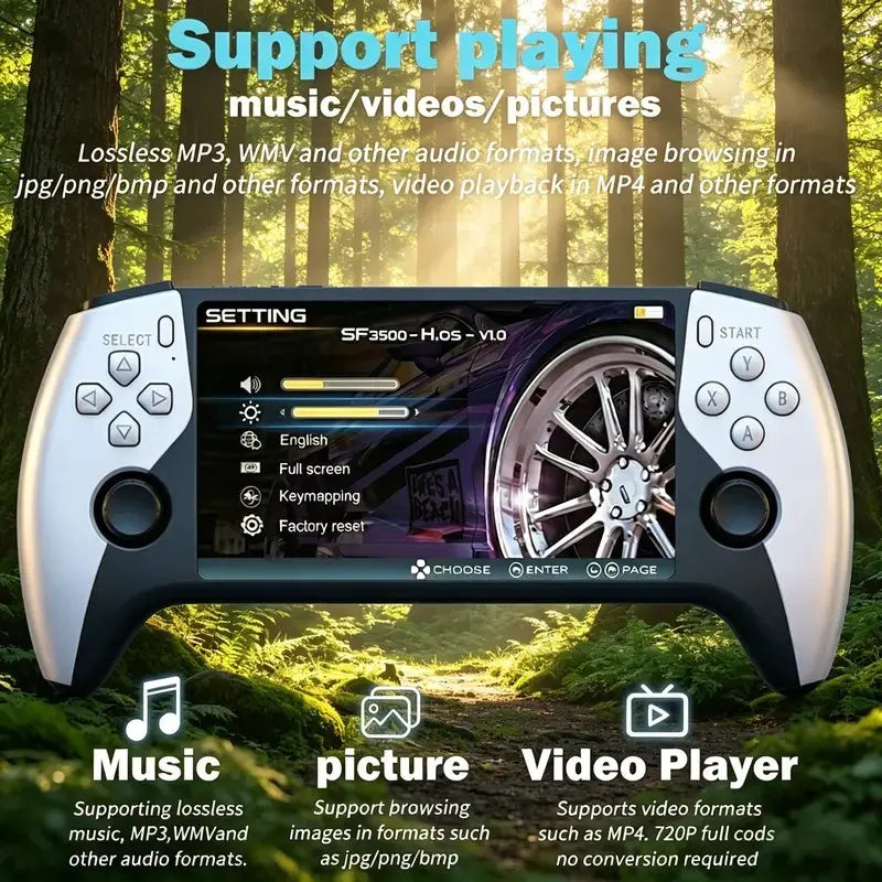 SF3500 Retro Handheld Game Console, Performance Upgrade, 5.5-Inch HD IPS Screen, Multiple Built-In Games, Classic Video Game Support with TV Connection, 14+ Emulators, 5-Hour Battery Life #GLOBAL PICKS